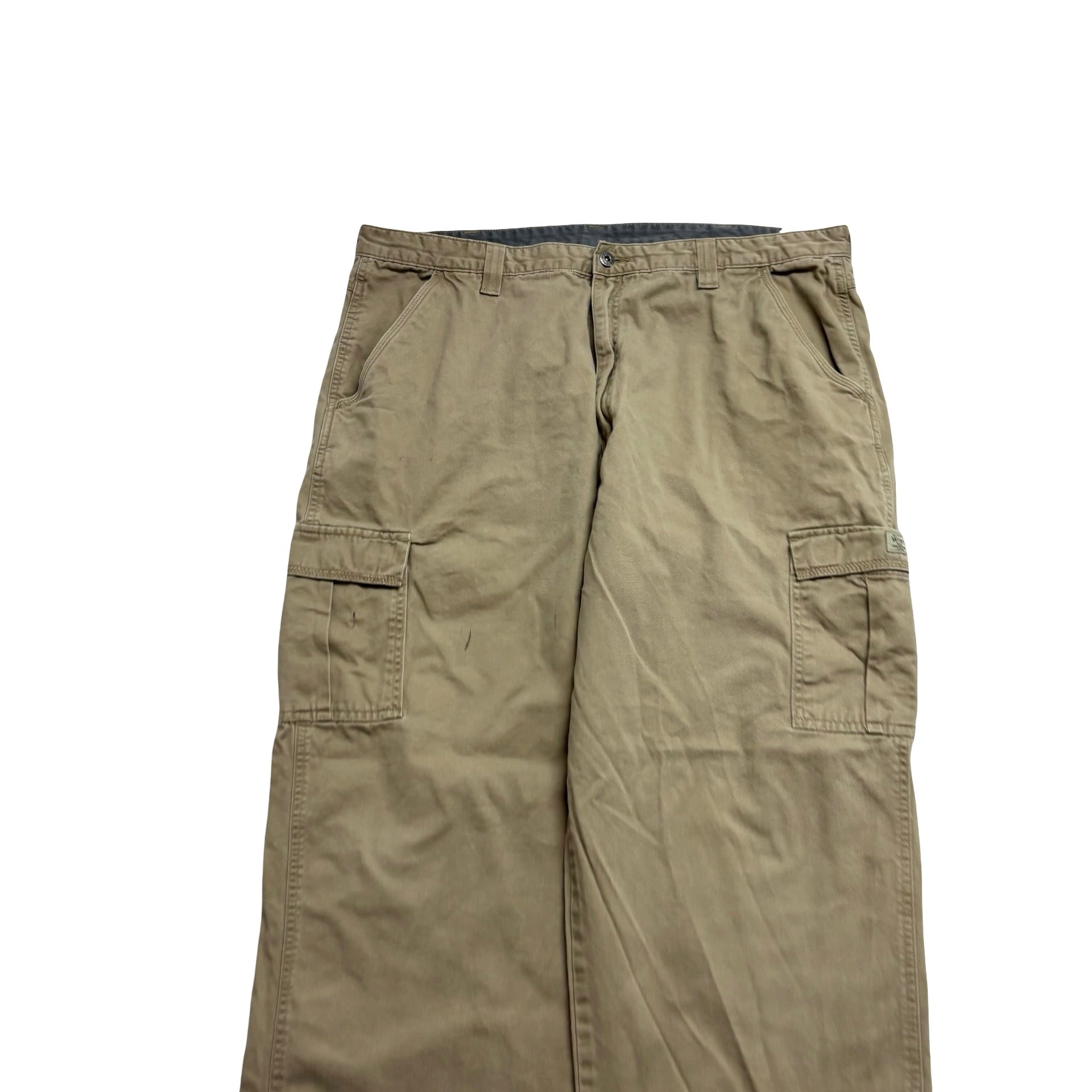 Wrangler Cargo Trousers W42 L32 Mens Beige Relaxed Straight Fit Pants