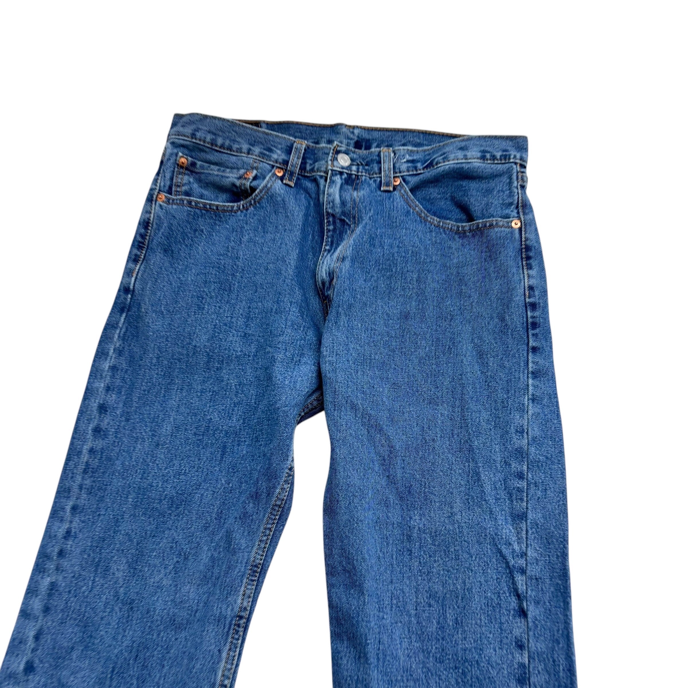 Levis 505 Jeans W34 L30 Mens Mid Blue Regular Straight Fit Denim (F)