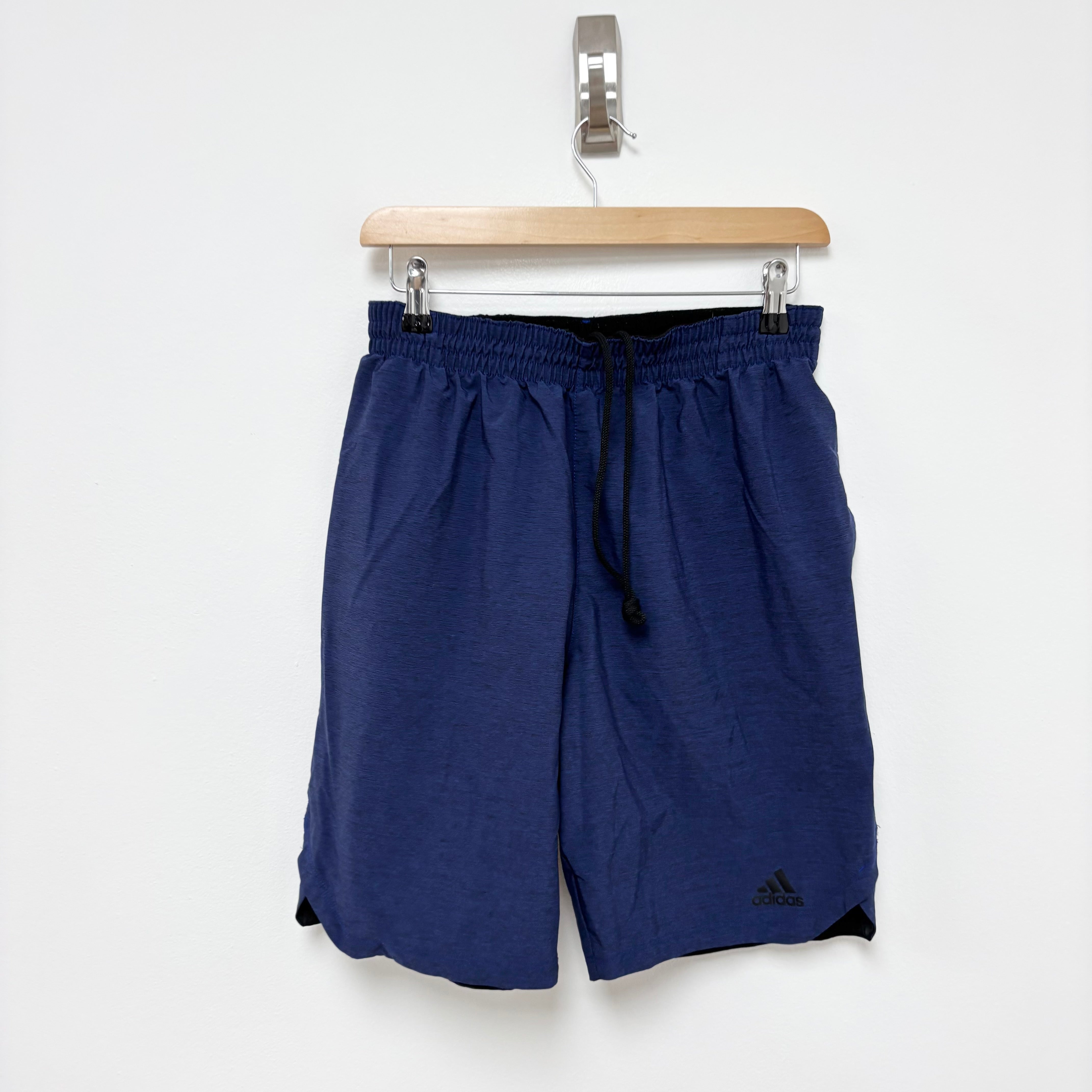 Adidas Shorts Mens Medium Navy Blue Sports Running Gym Athletic Pockets (E)