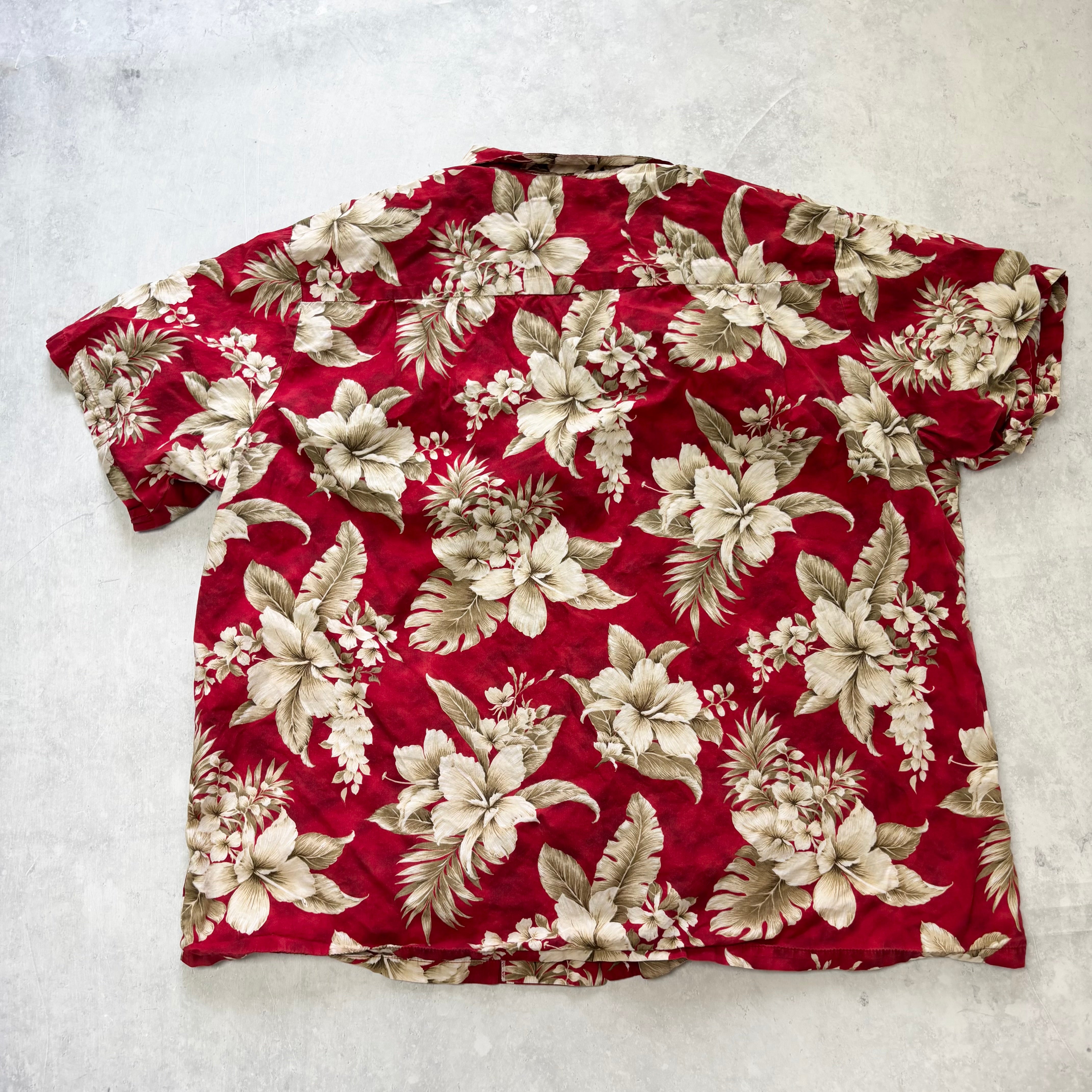 Vintage Hawaiian Shirt Mens 4XL Red Floral Aloha Short Sleeve (E)