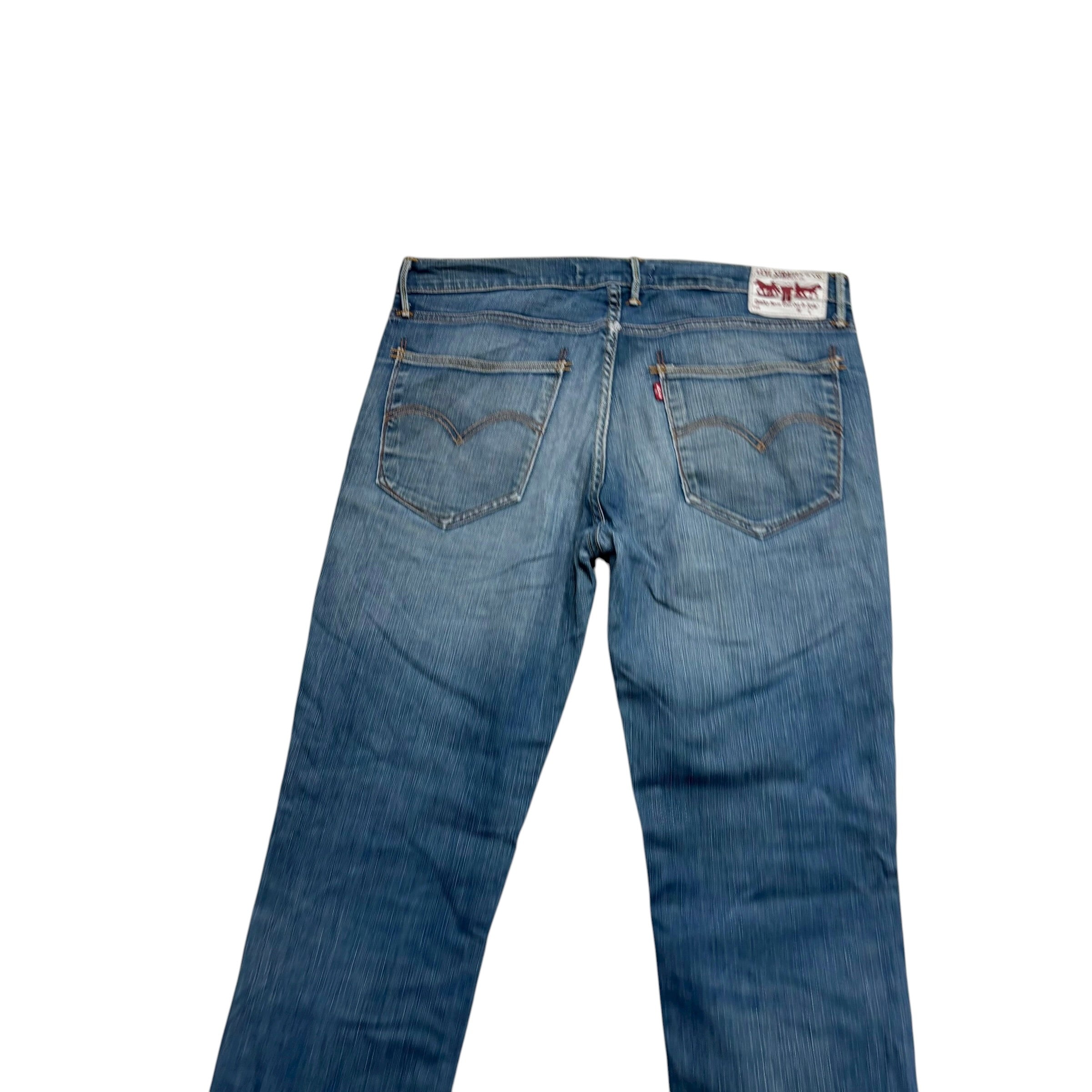 Levis 519 Jeans W36 L34 Mens Mid Blue Slim Fit Stretch Vintage Denim (E)