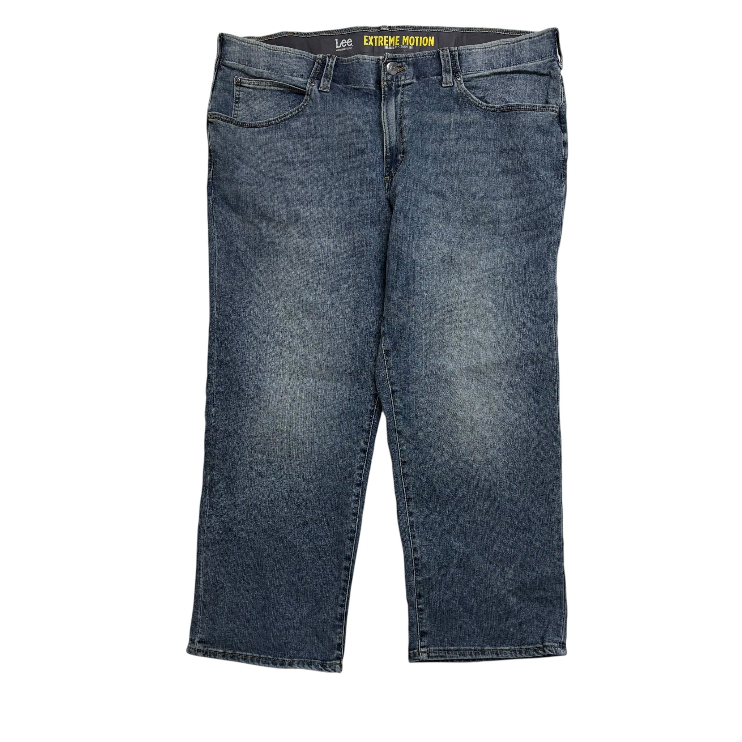 Lee Jeans W44 L28 Mens Mid Blue Relaxed Straight Fit Stretch Denim (E)