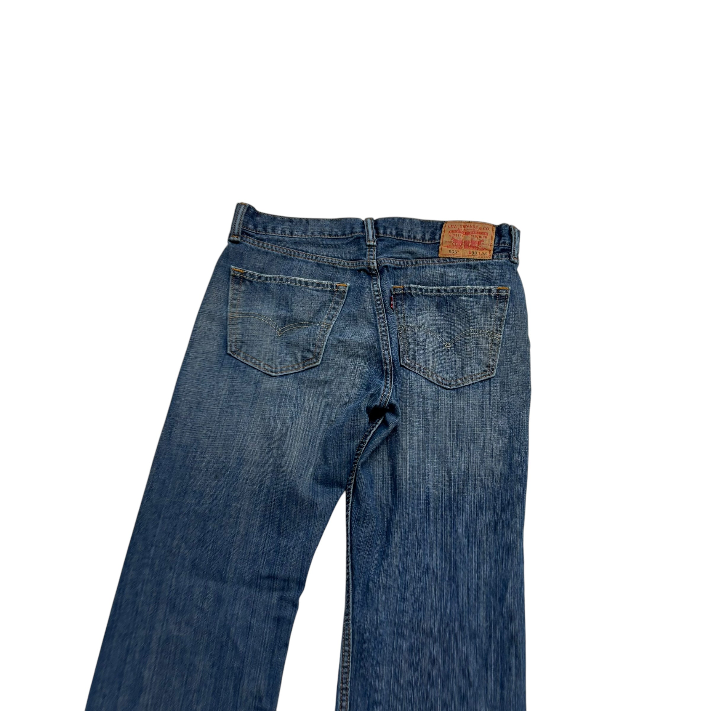 Levis 505 Jeans W33 L32 Mens Dark Blue Regular Straight Fit Vintage Denim