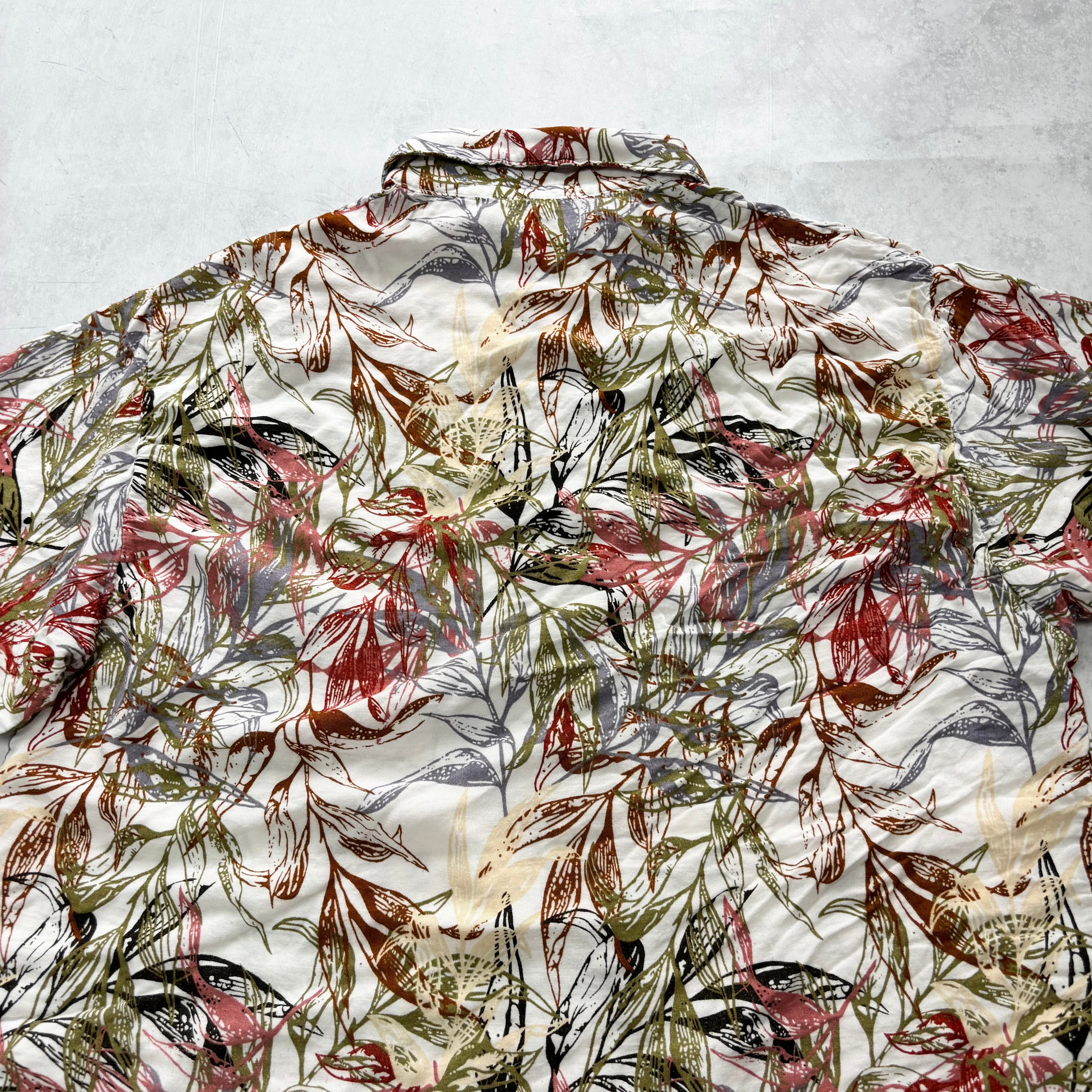 Vintage Hawaiian Shirt Mens Large White Aloha Floral Short Sleeve Rayon (E)