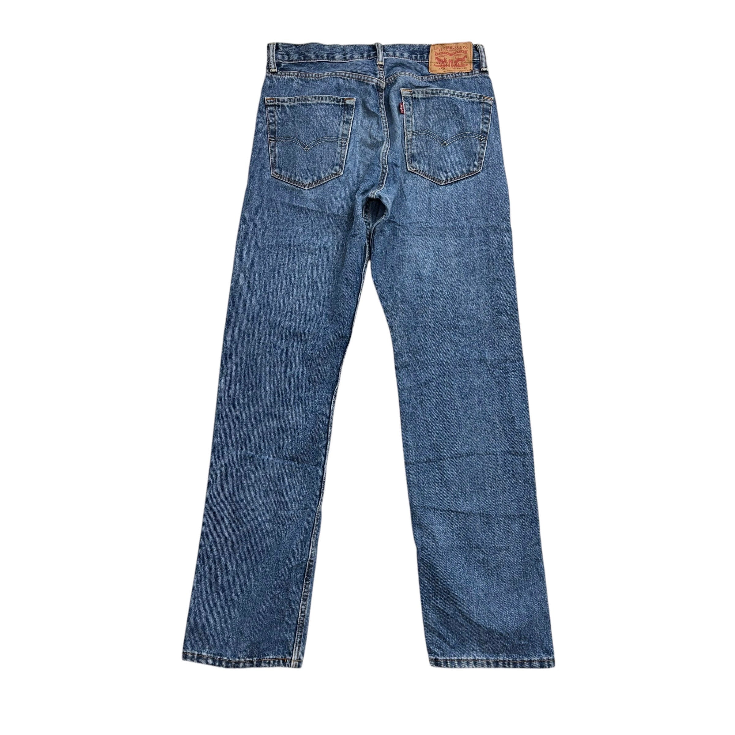 Levis 505 Jeans W32 L34 Mens Mid Blue Regular Straight Fit Denim (E)
