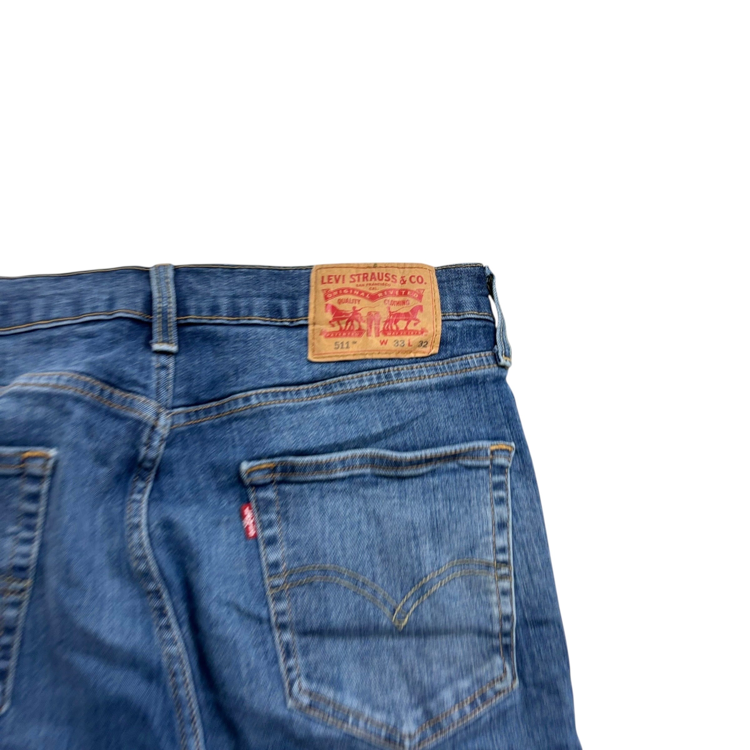 Levis 511 Jeans W32 L32 Mens Mid Blue Slim Fit Stretch Denim