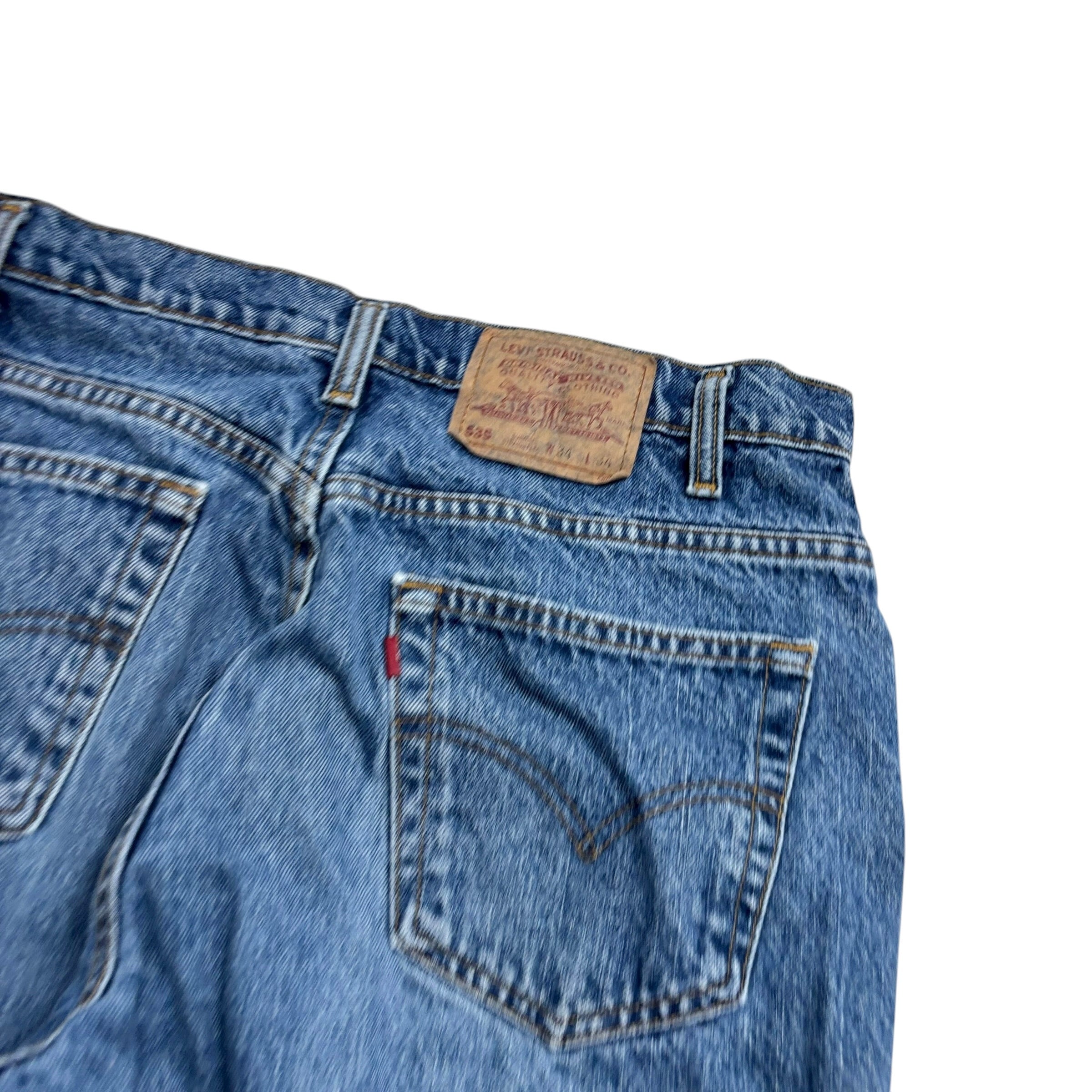 Levis 535 Jeans W33 L34 Mens Mid Blue Relaxed Straight Fit Vintage Denim