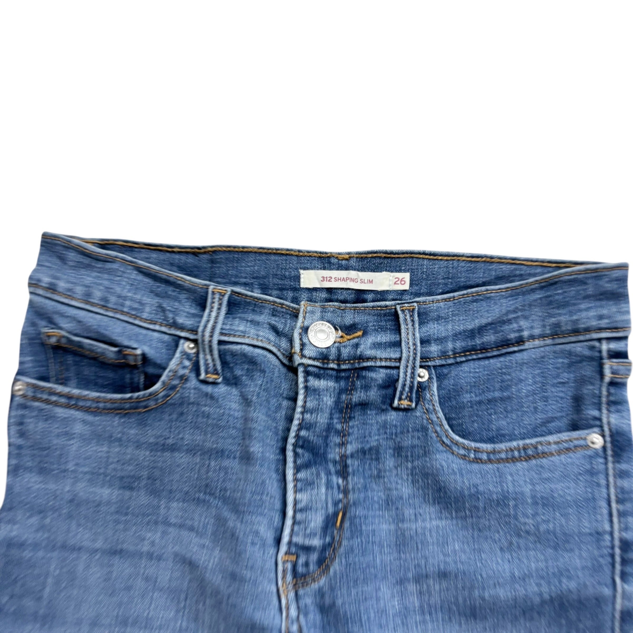 Levis 312 Jeans W26 L32 Womens Shaping Slim Fit Mid Blue Stretch Denim (E)