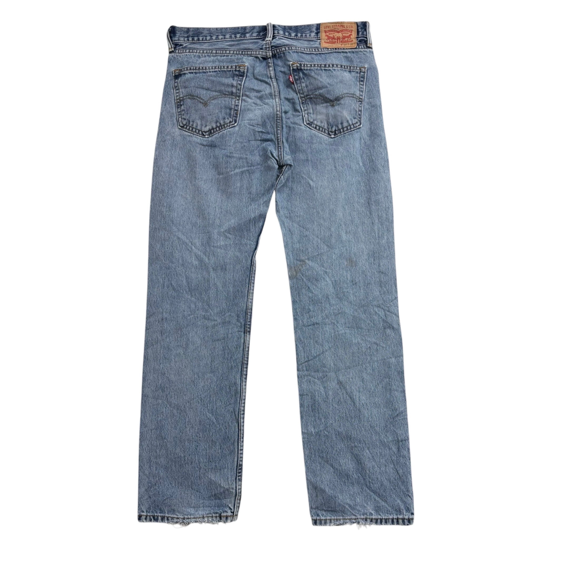 Levis 505 Jeans W34 L32 Mens Light Blue Regular Straight Fit Denim (F)