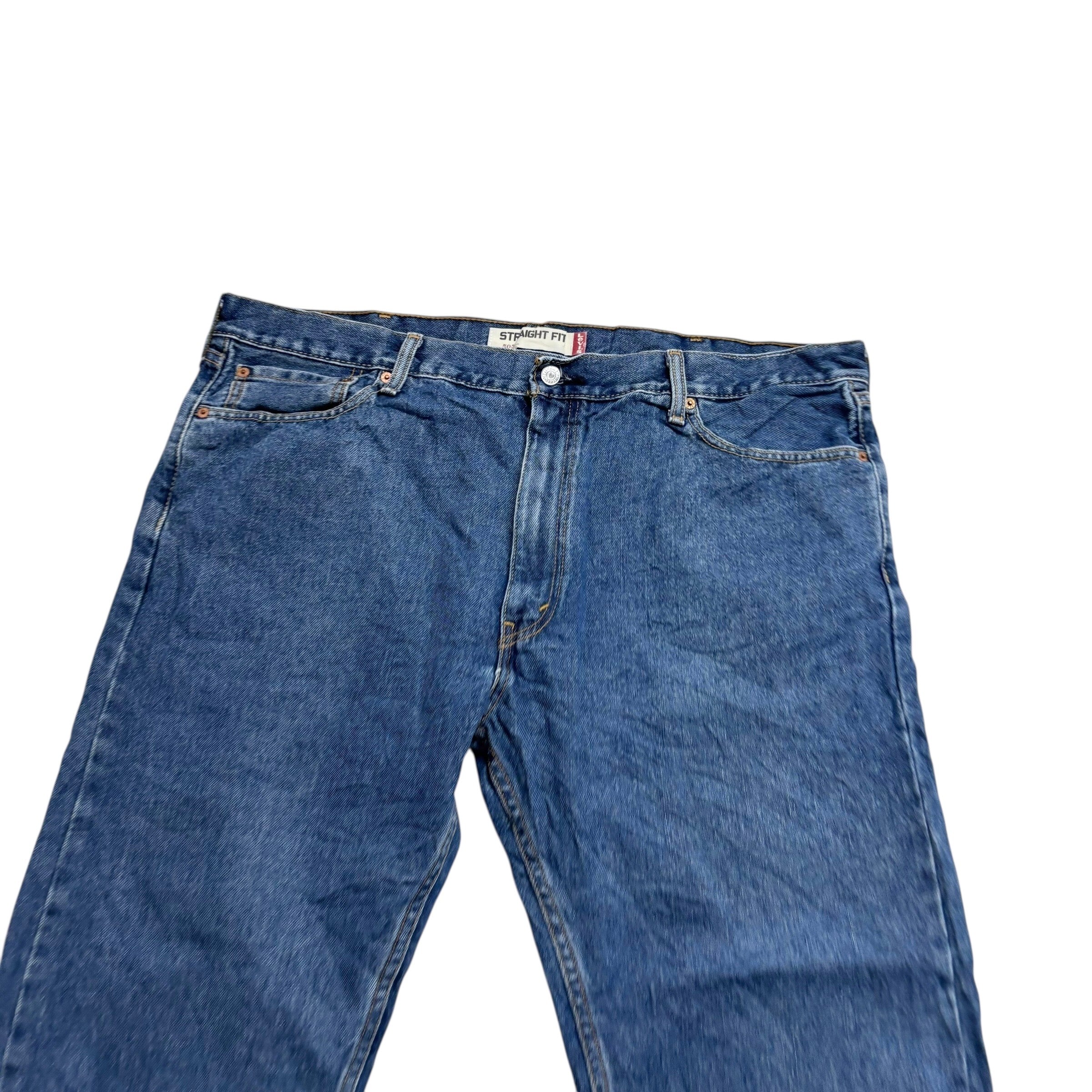 Levis 505 Jeans W42 L27 Mens Mid Blue Regular Straight Fit Vintage Denim (E)
