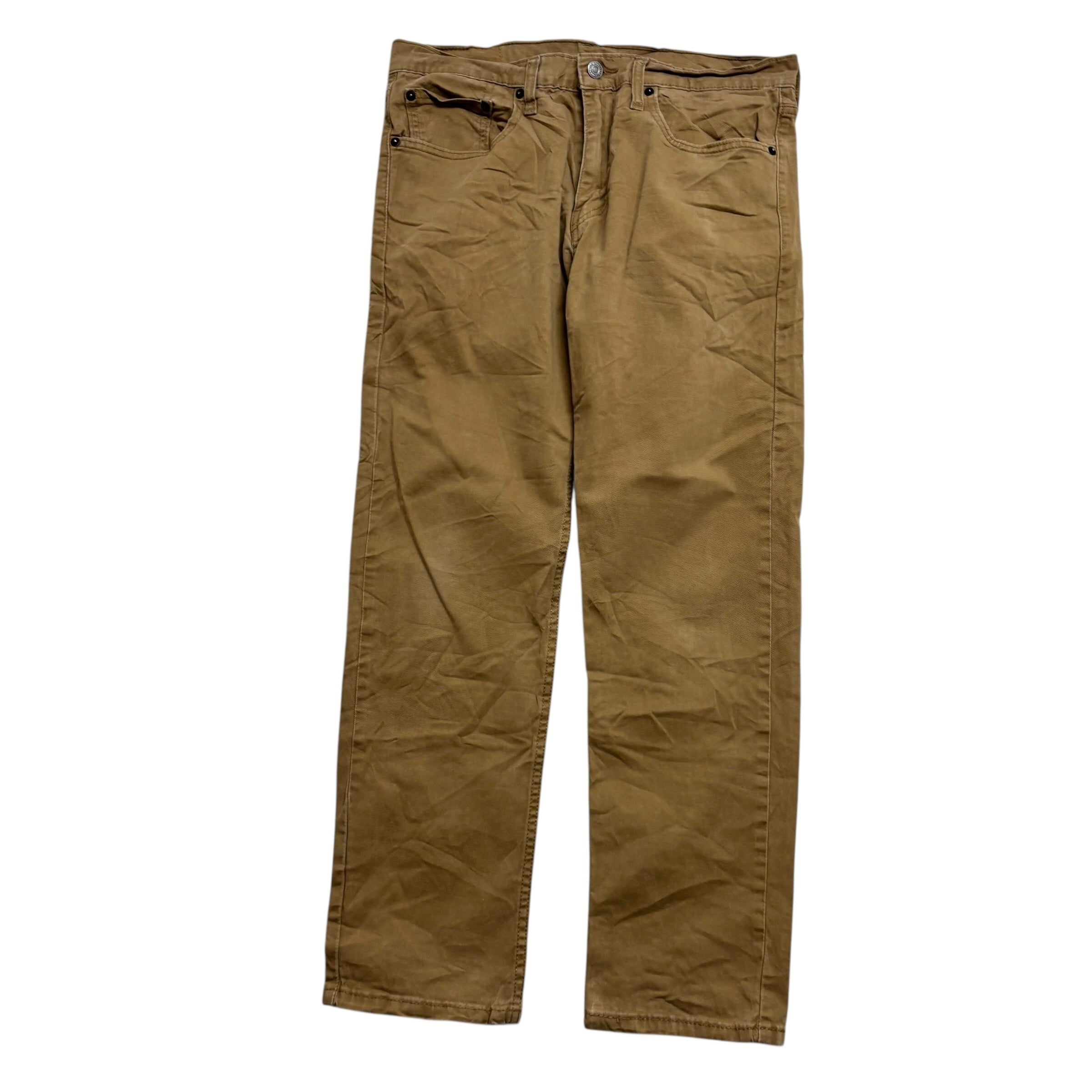 Levis 502 Trousers W32 L28 Mens Beige Regular Tapered Fit Stretch Pants (E)