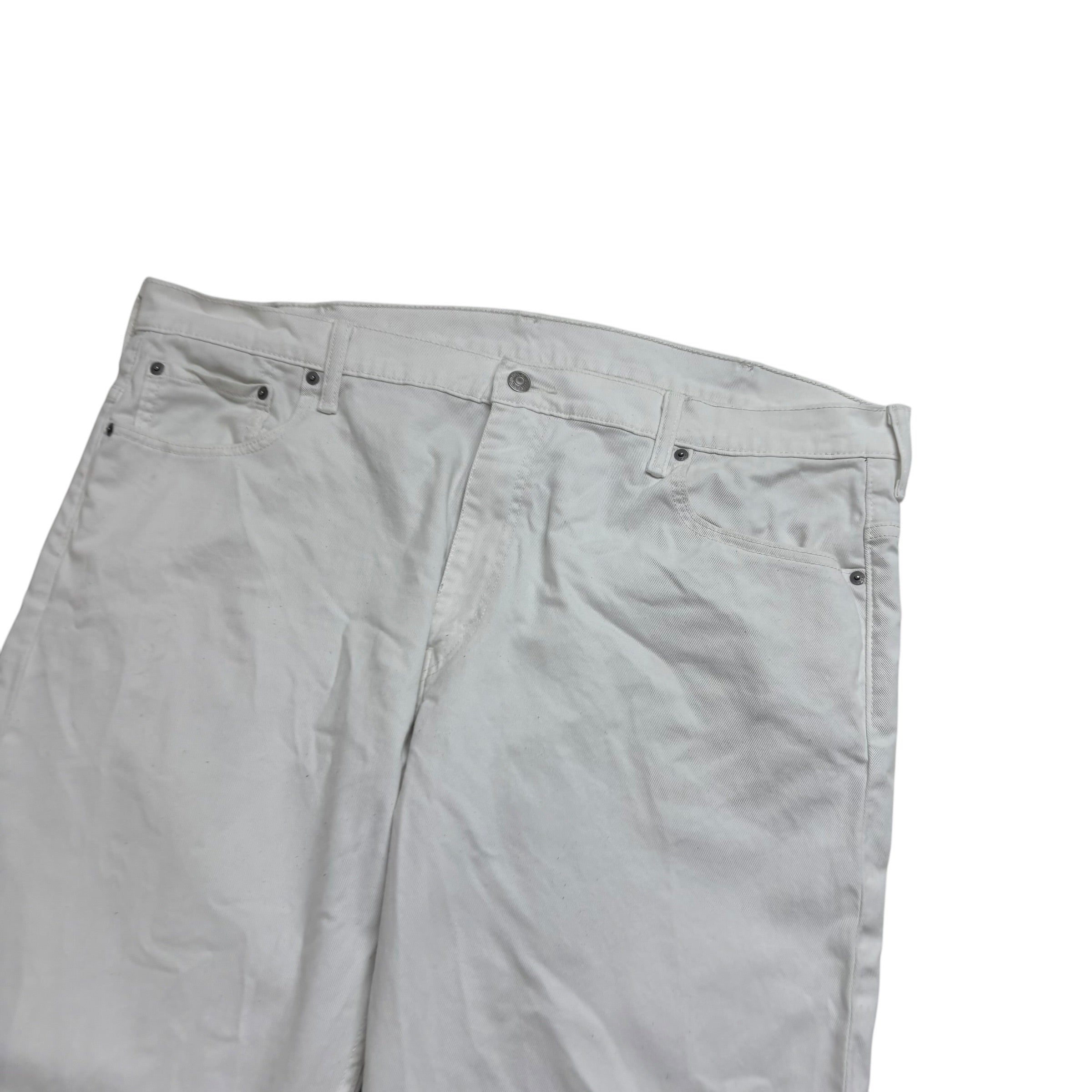 Levis 569 Jeans W42 L30 Mens White Baggy Relaxed Straight Fit Stretch Denim