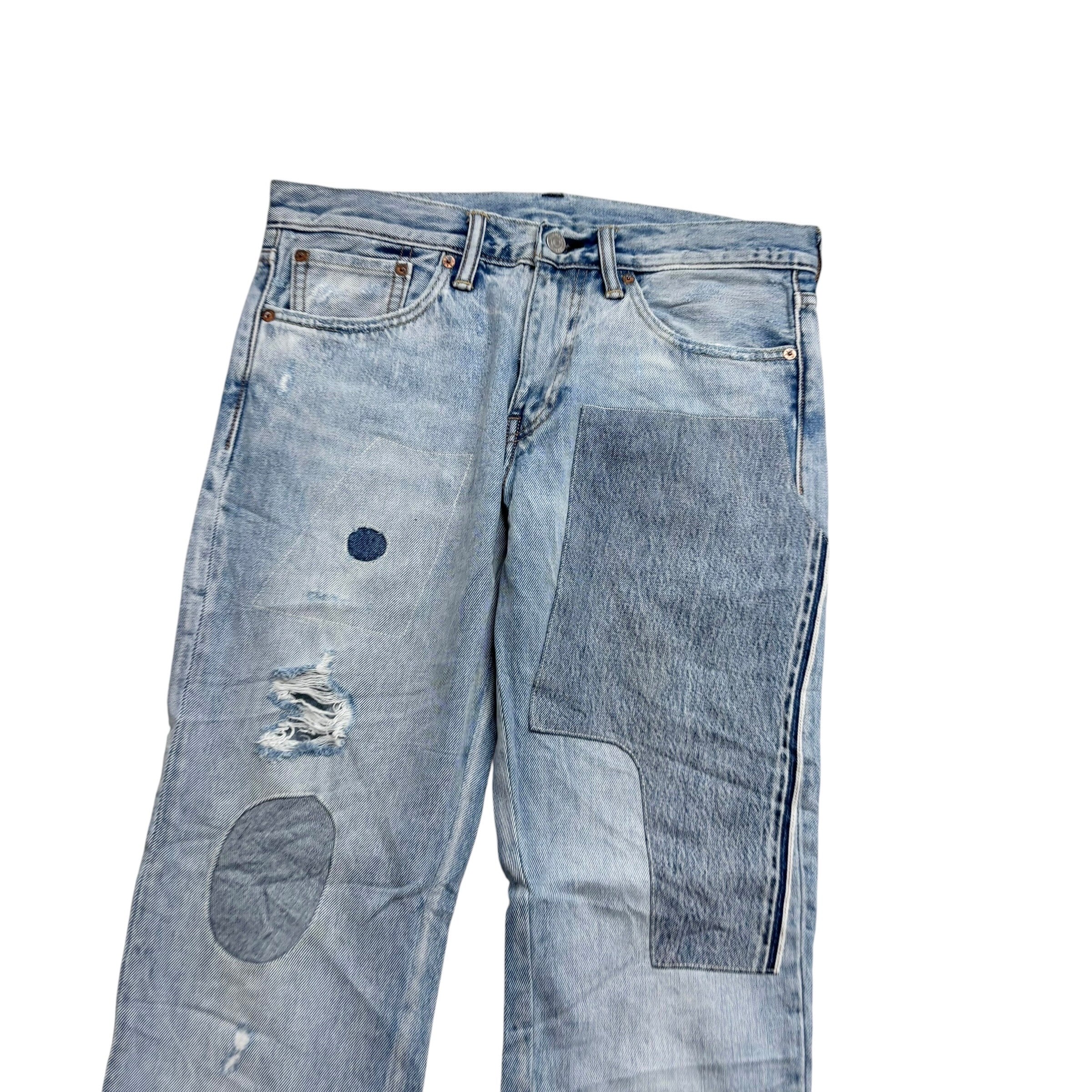 Levis 511 Jeans W32 L30 Mens Light Blue Slim Fit Distressed Denim