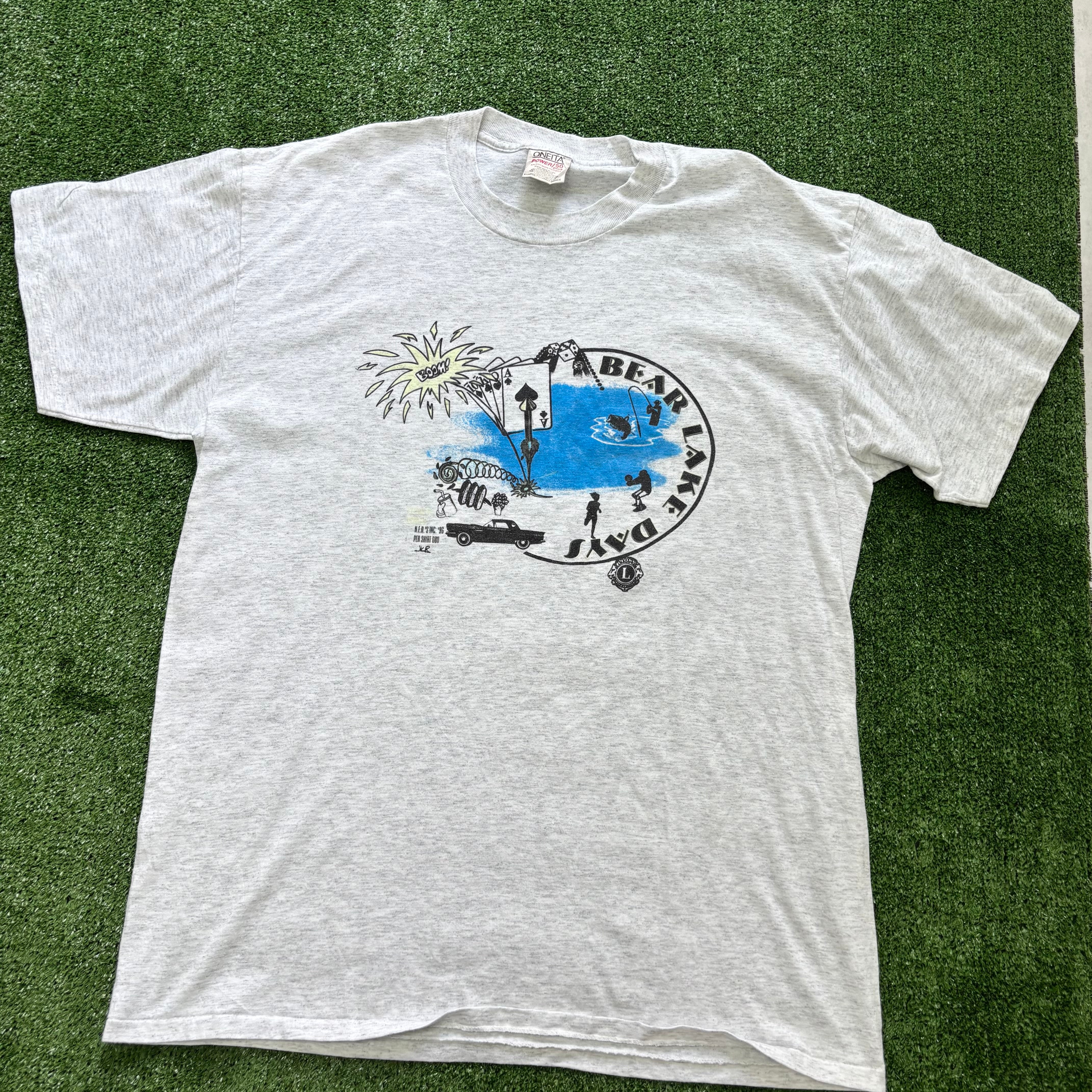 Vintage T Shirt Mens XL Grey Single Stitch Graphic Print 90s USA (E)