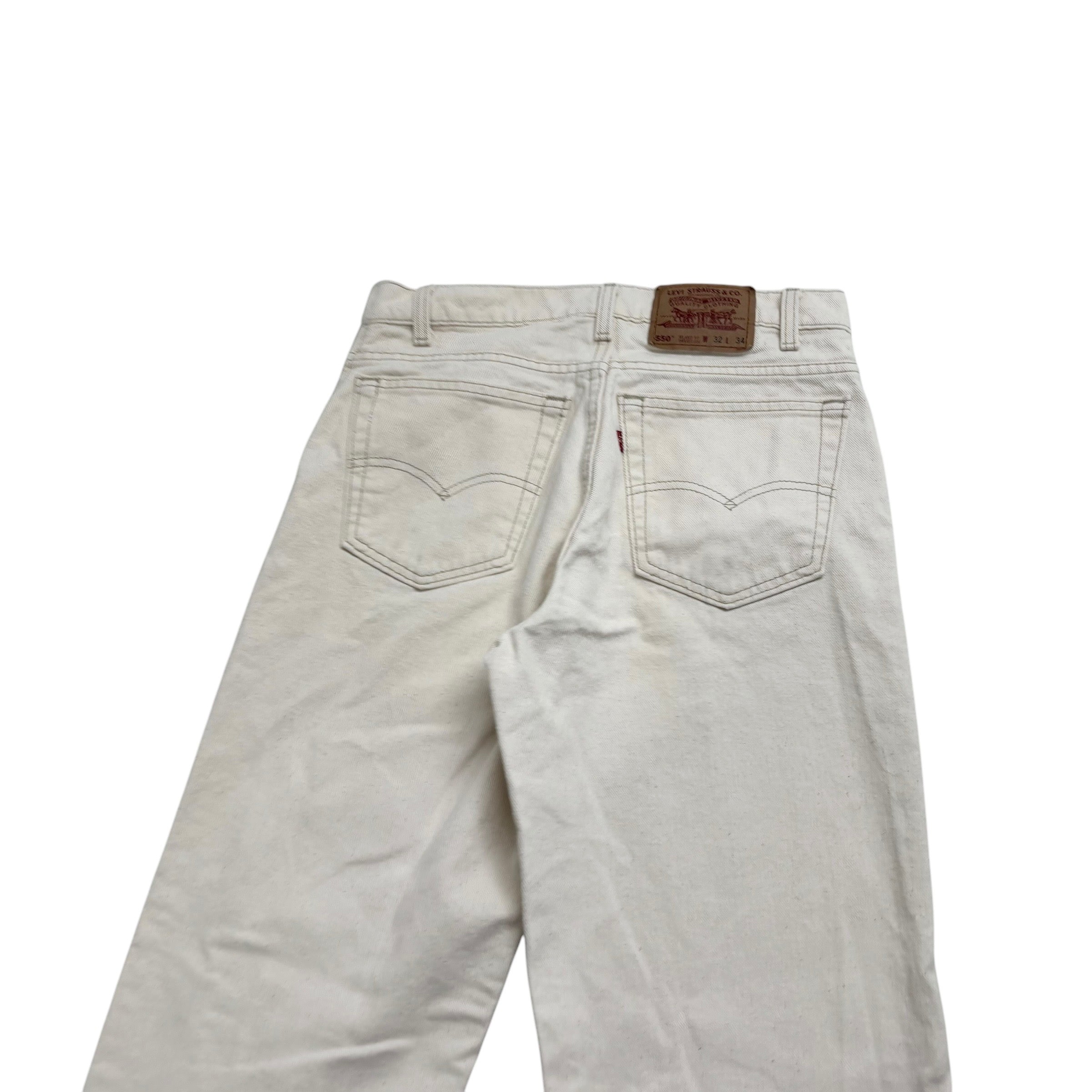 Levis 550 Jeans W31 L34 Mens Cream Relaxed Tapered Fit Made In USA Vintage