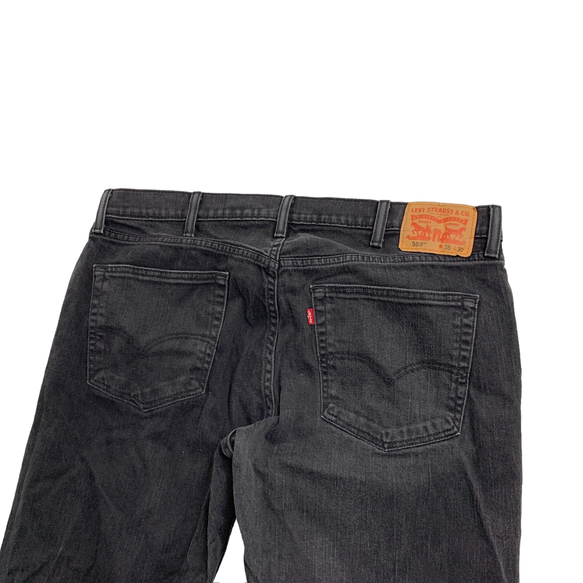 Levis 559 Jeans W38 L30 Mens Black Baggy Relaxed Straight Fit Stretch Denim