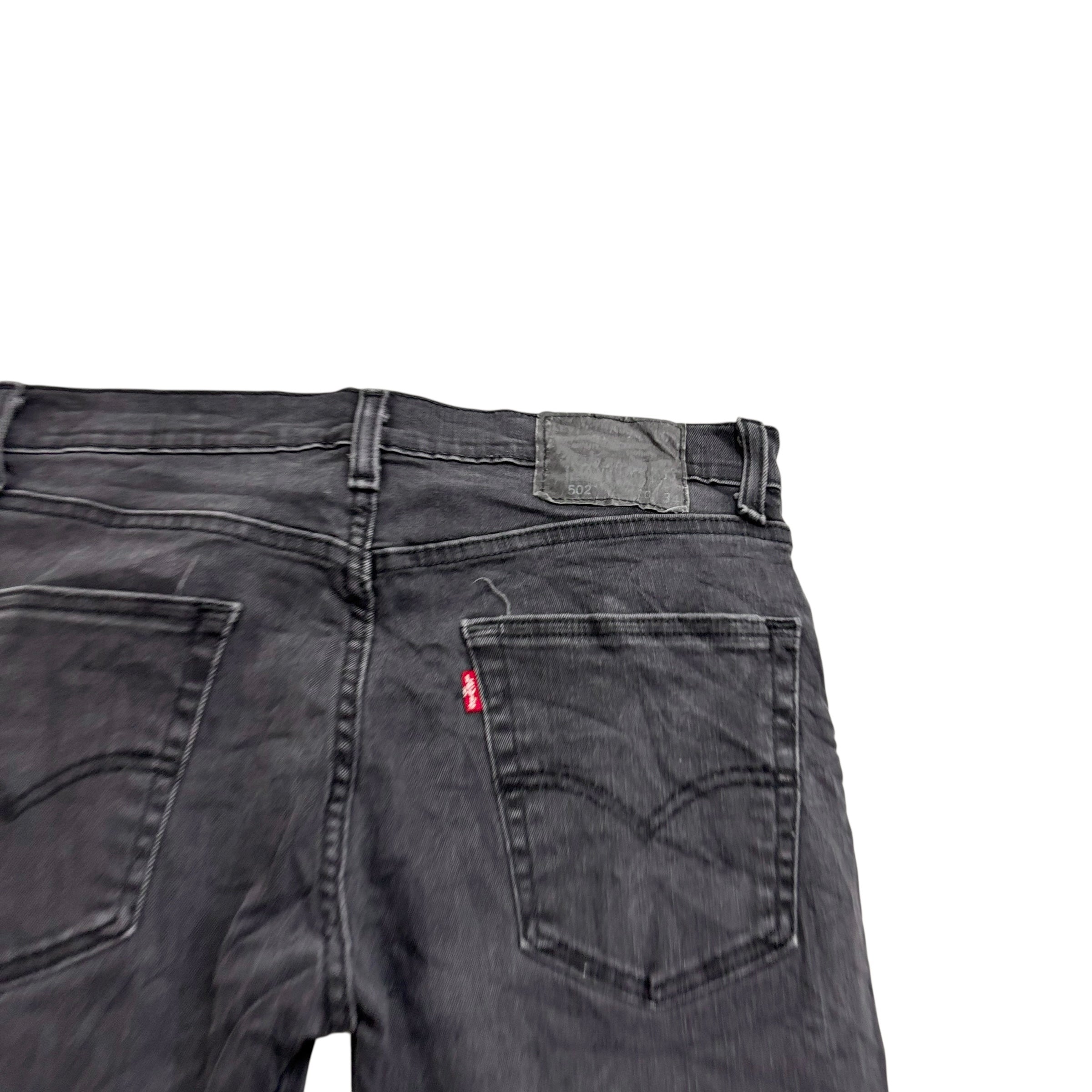 Levis 502 Jeans W30 L34 Mens Black Regular Tapered Fit Stretch Denim (F)