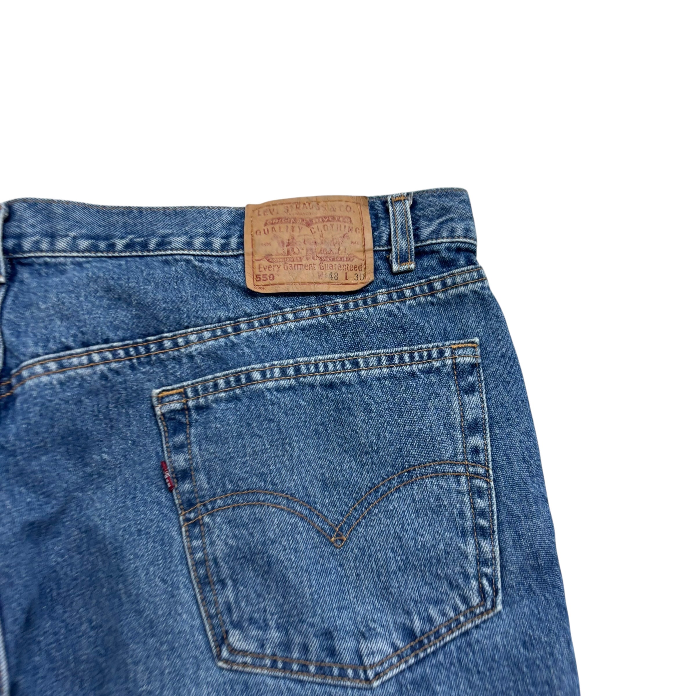 Levis 550 Jeans W46 L30 Mens Mid Blue Relaxed Straight Fit Made In USA Vintage (F)