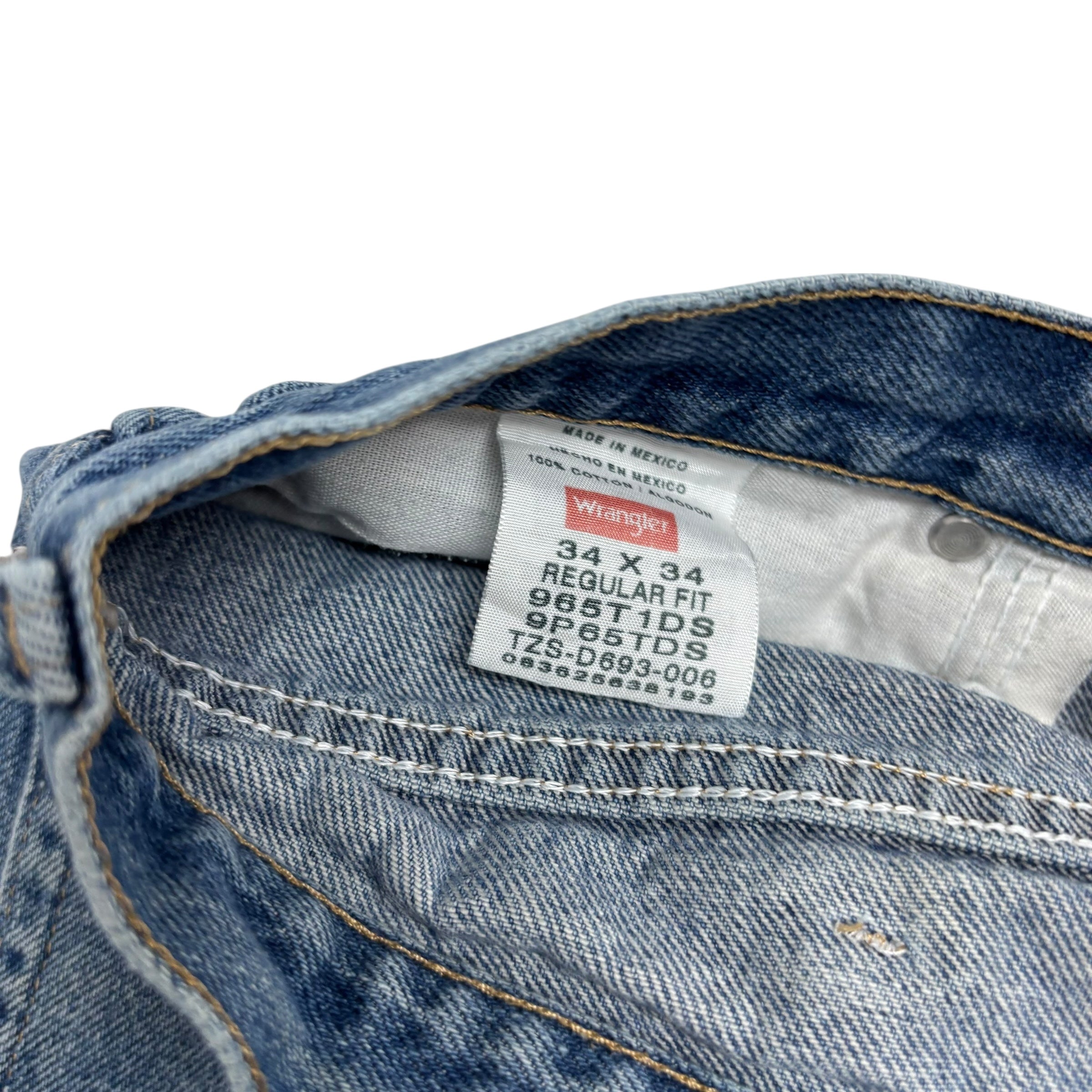 Wrangler Jeans W34 L34 Mens Mid Blue Regular Straight Fit Denim