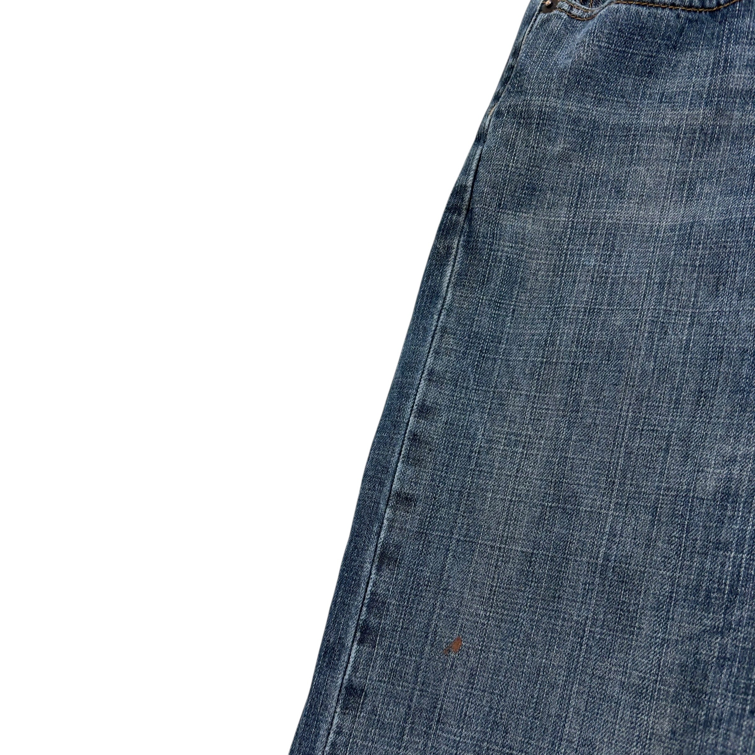 Levis 505 Jeans W34 L34 Mens Dark Blue Regular Straight Fit Denim (F)