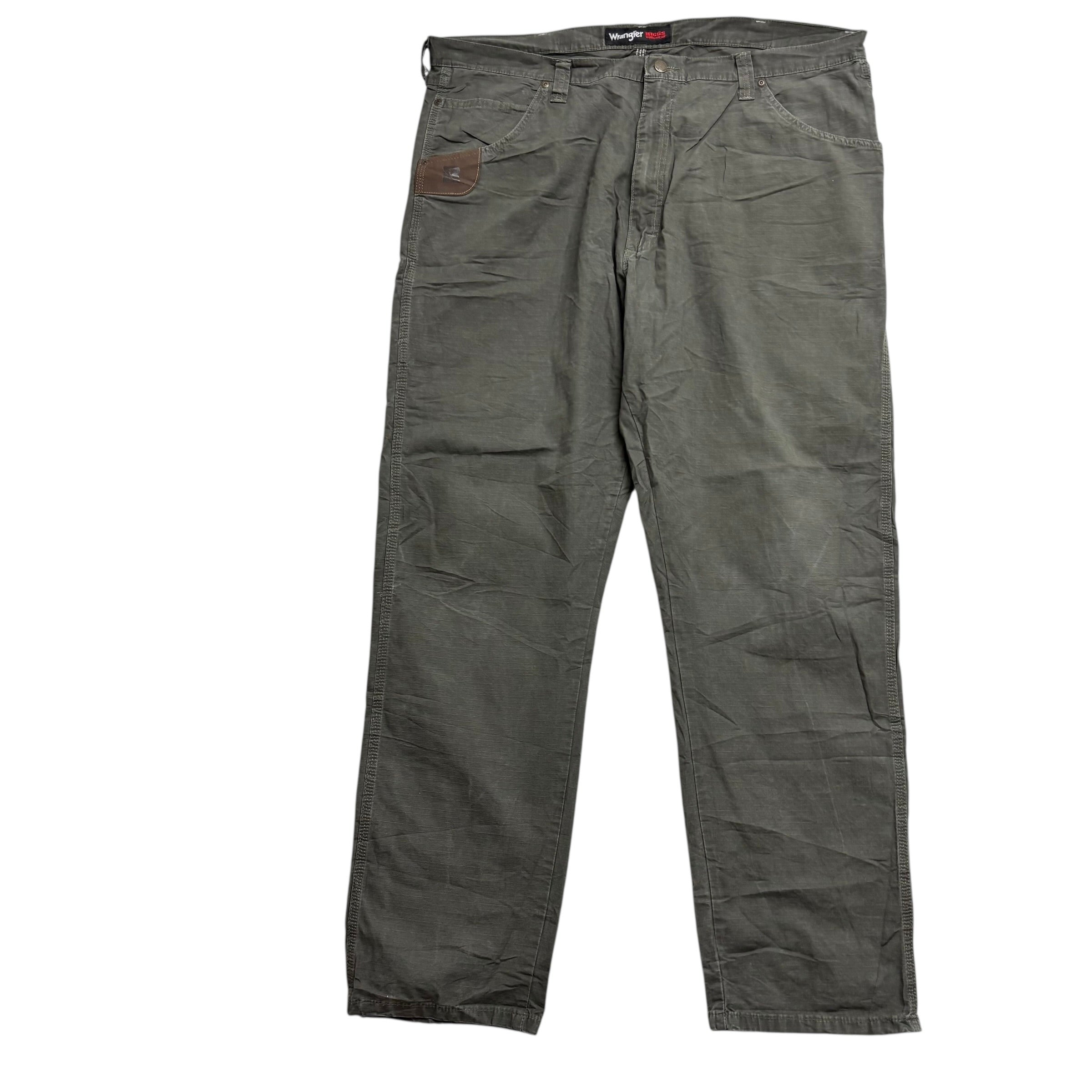 Wrangler Trousers W42 L34 Mens Olive Green Relaxed Straight Fit Pants