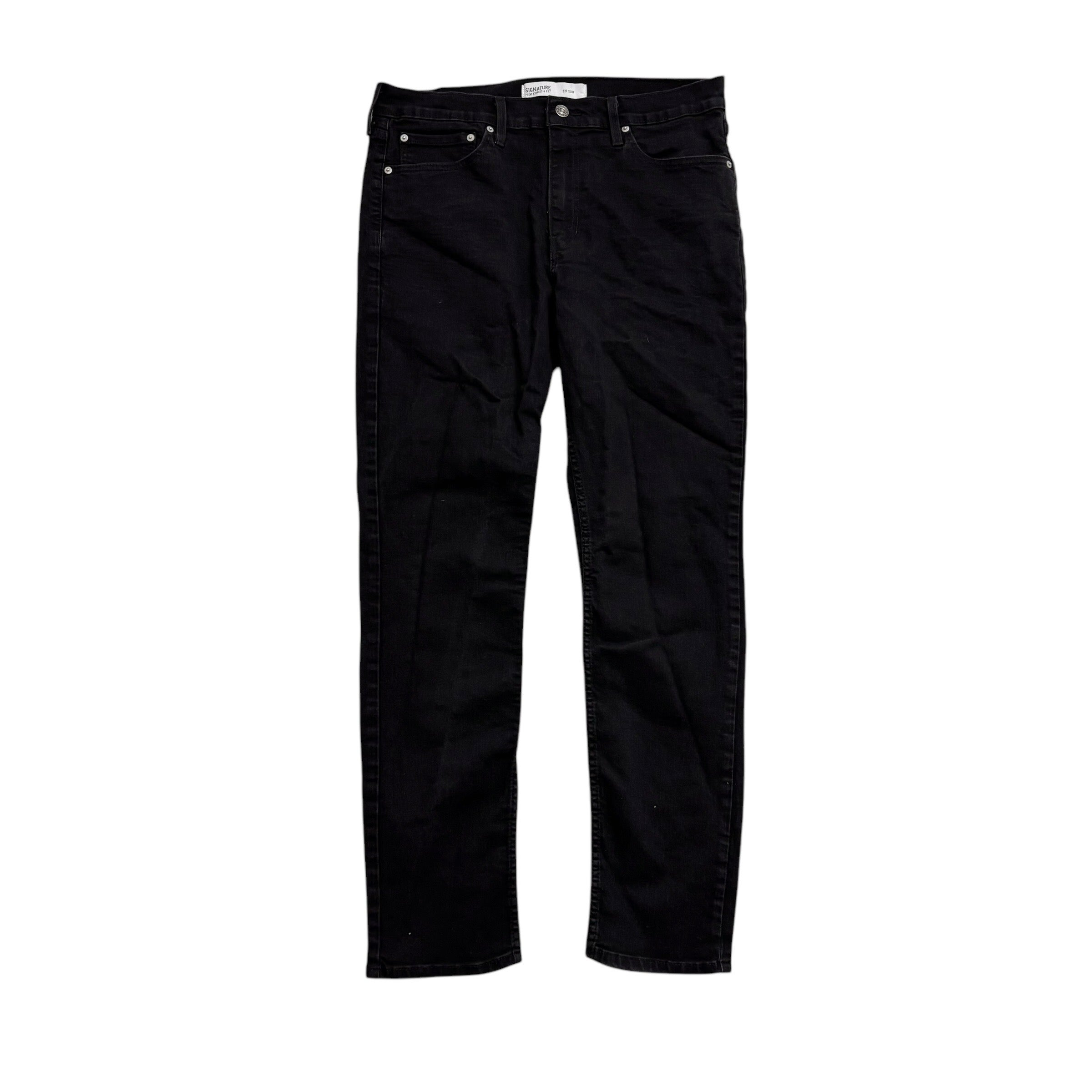 Levis Signature Jeans W34 L32 Mens Black Slim Fit Stretch Denim (E)