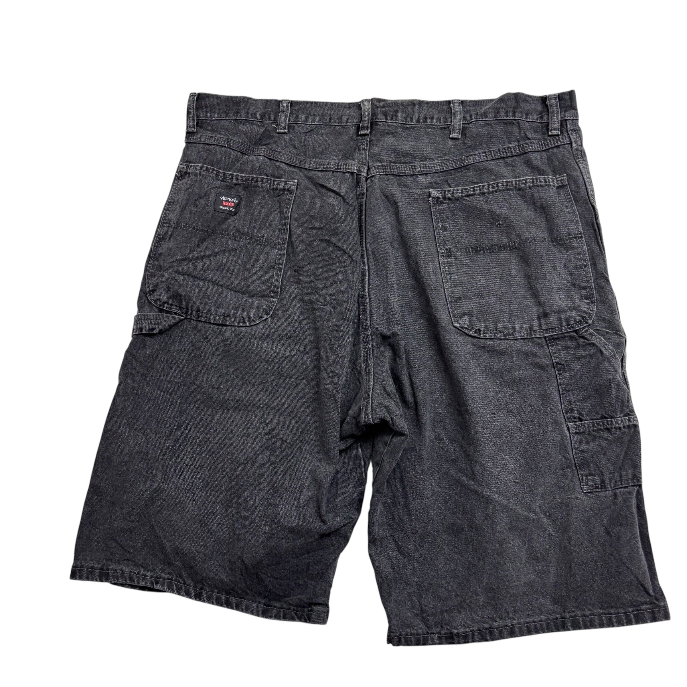 Vintage Wrangler Baggy Jorts W38 Mens Black Carpenter Denim Shorts Relaxed FIt