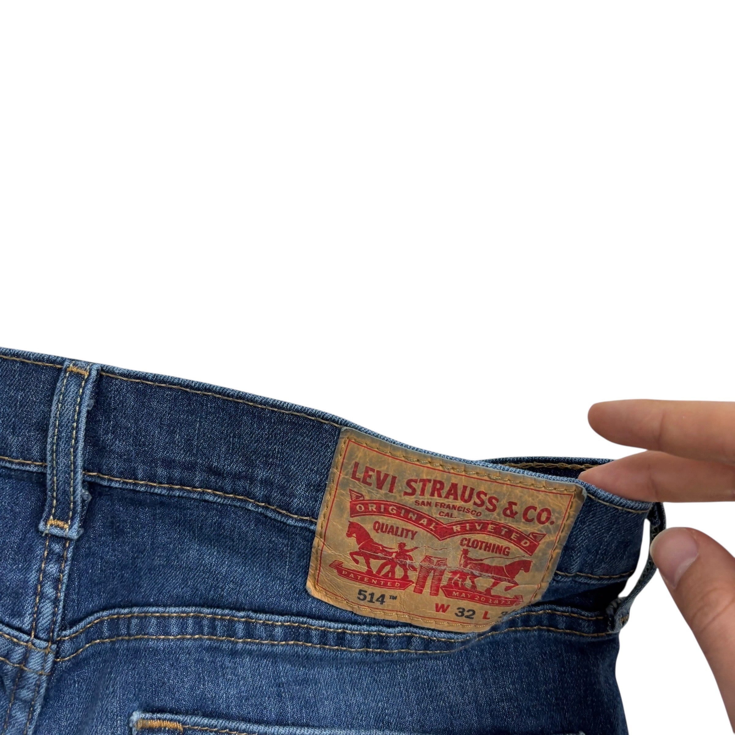 Levis 514 Jeans W32 L34 Mens Dark Blue Regular Straight Fit Stretch Denim (F)