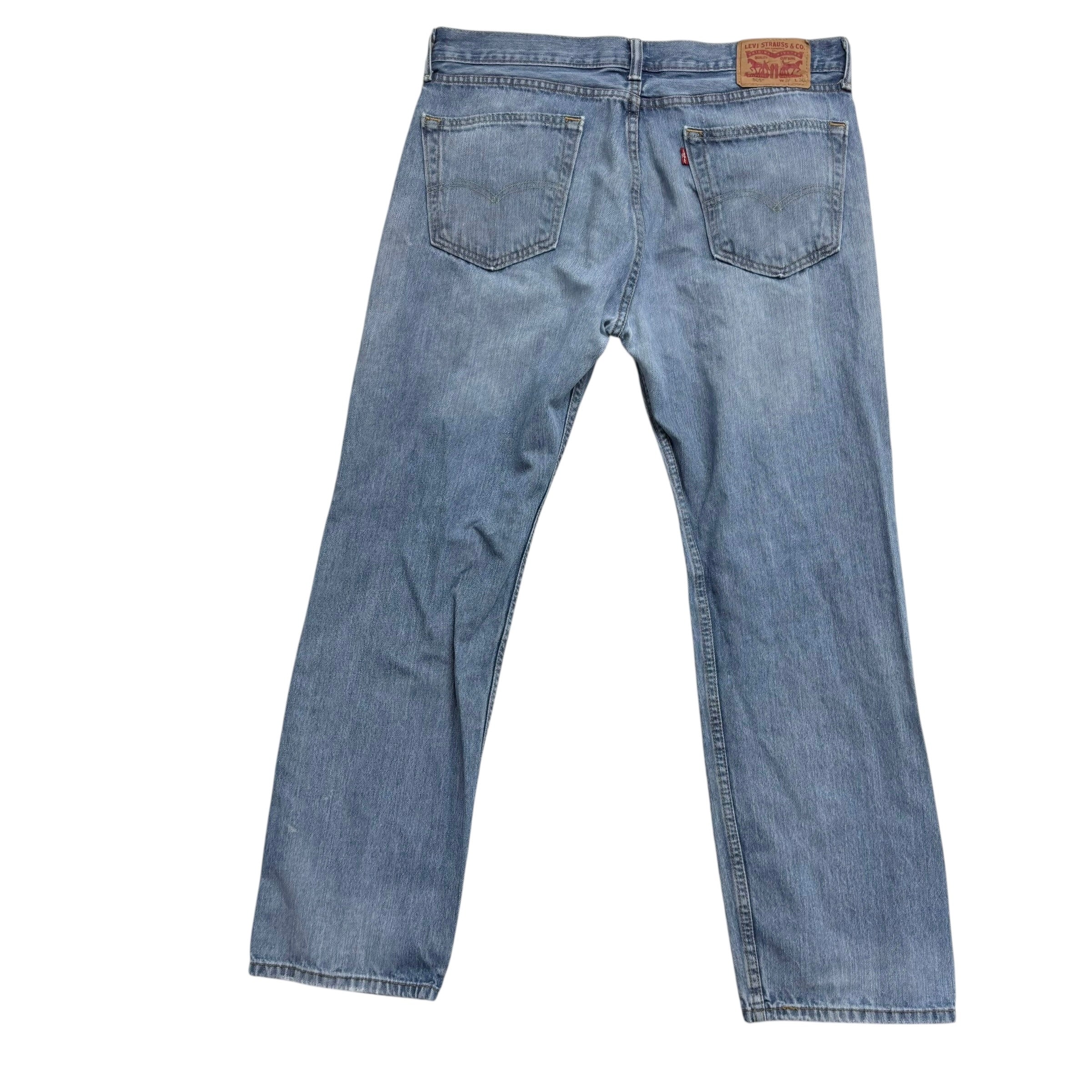 Levis 505 Jeans W36 L30 Mens Light Blue Regular Straight Fit Denim (F)
