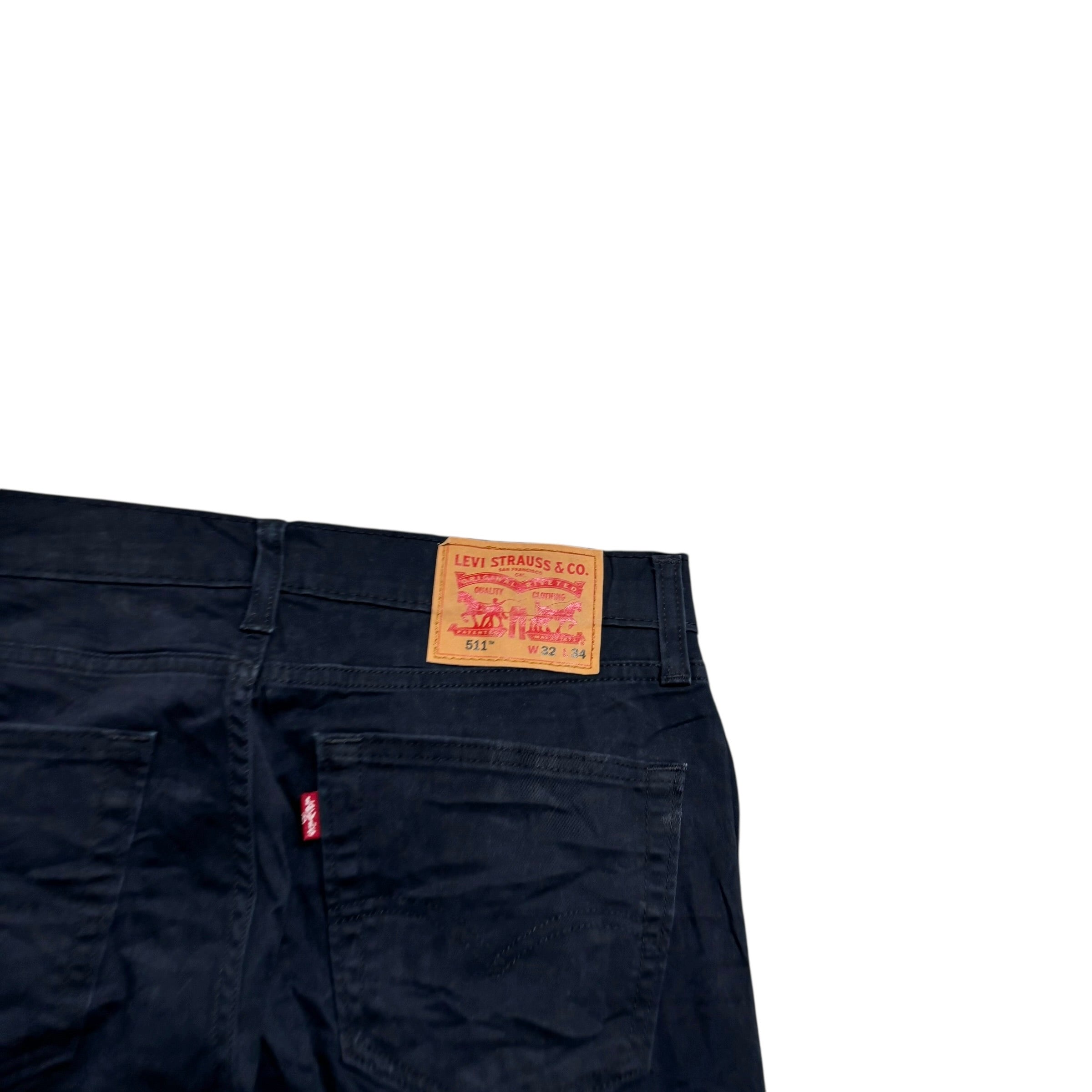 Levis 511 Trousers W32 L34 Mens Black Slim Fit Stretch Pants (E)