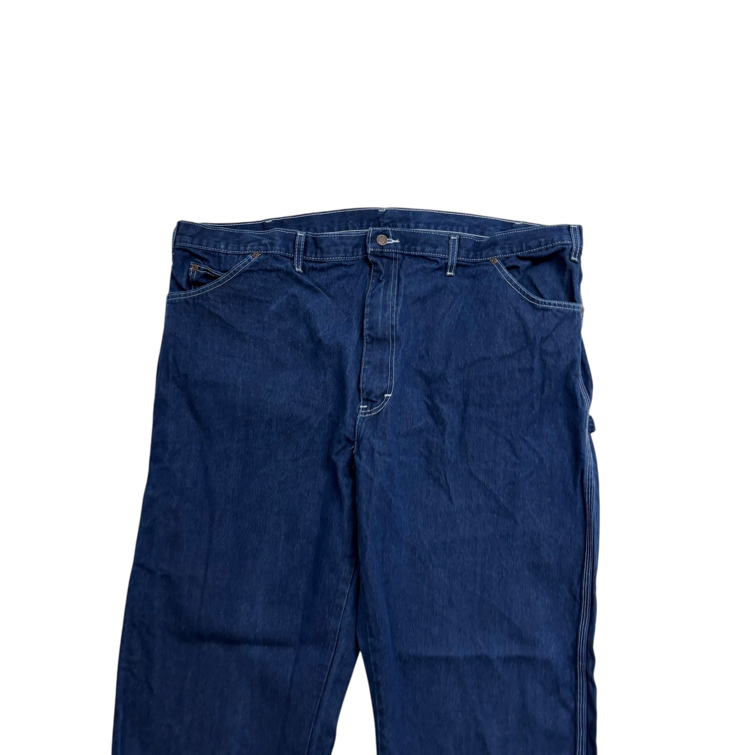Dickies Carpenter Jeans W48 L30 Mens Dark Blue Relaxed Straight Fit Pants (E)