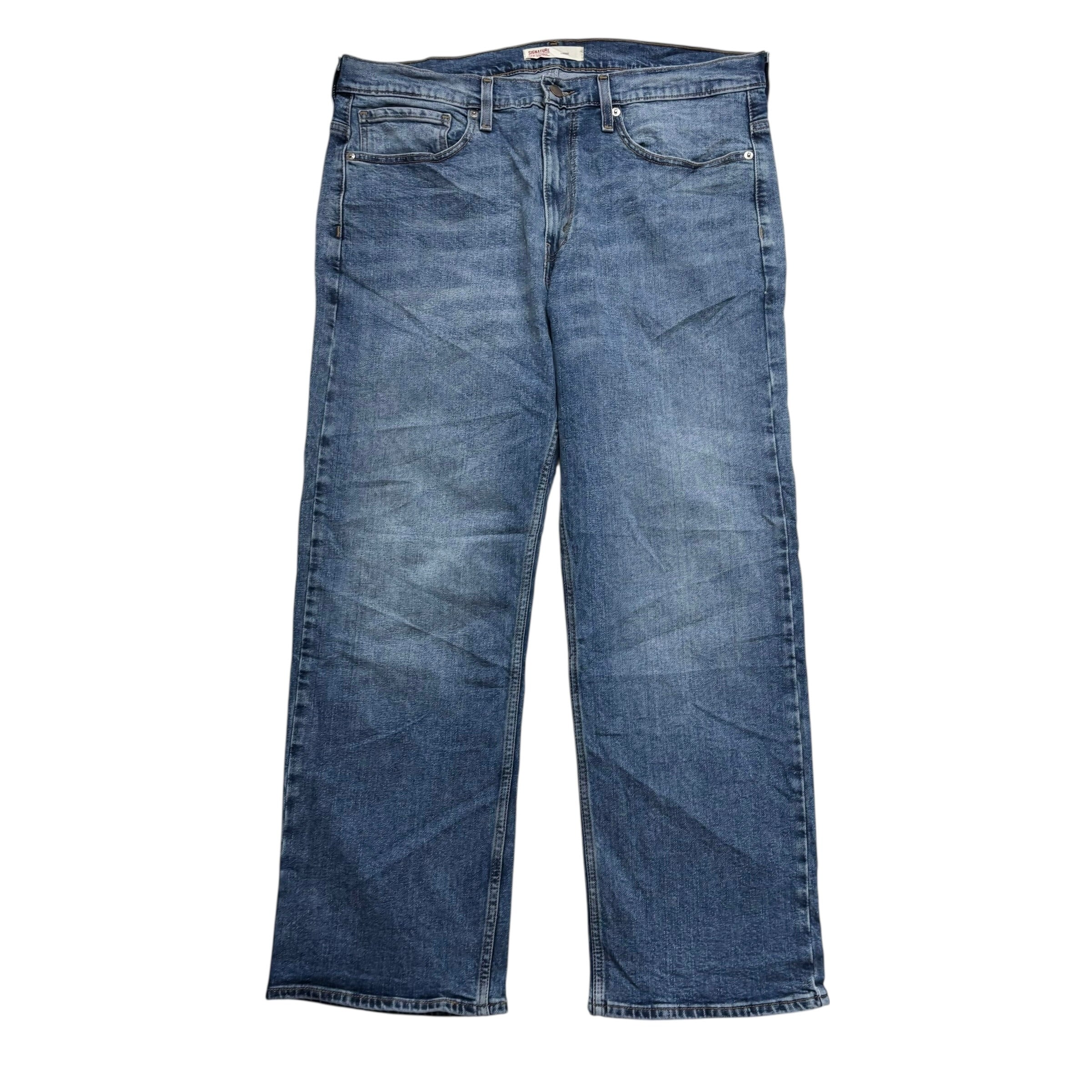 Levis Signature Jeans W36 L29 Mens Mid Blue Baggy Relaxed Fit Stretch Denim