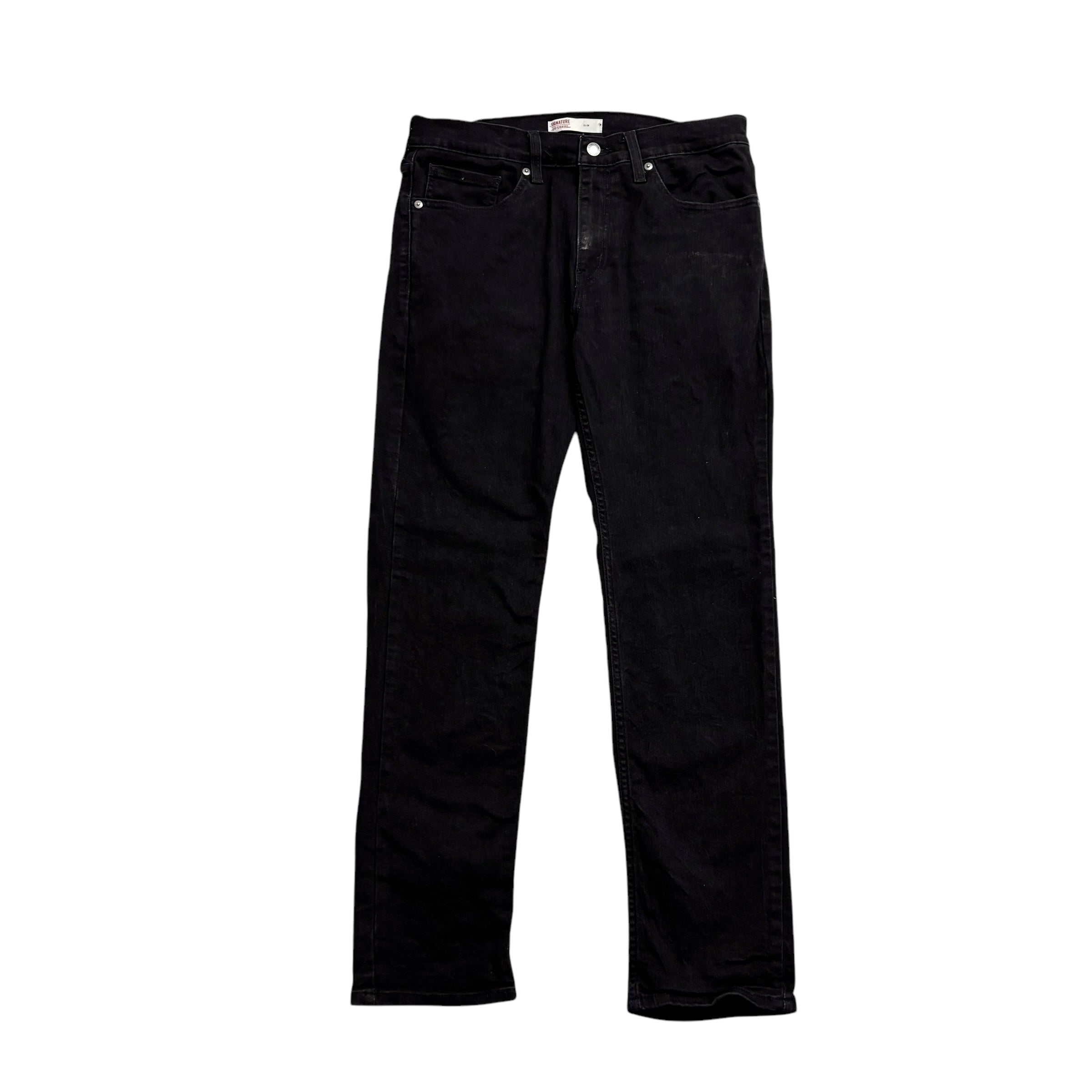 Levis Signature Jeans W32 L30 Mens Black Slim Fit Stretch Denim