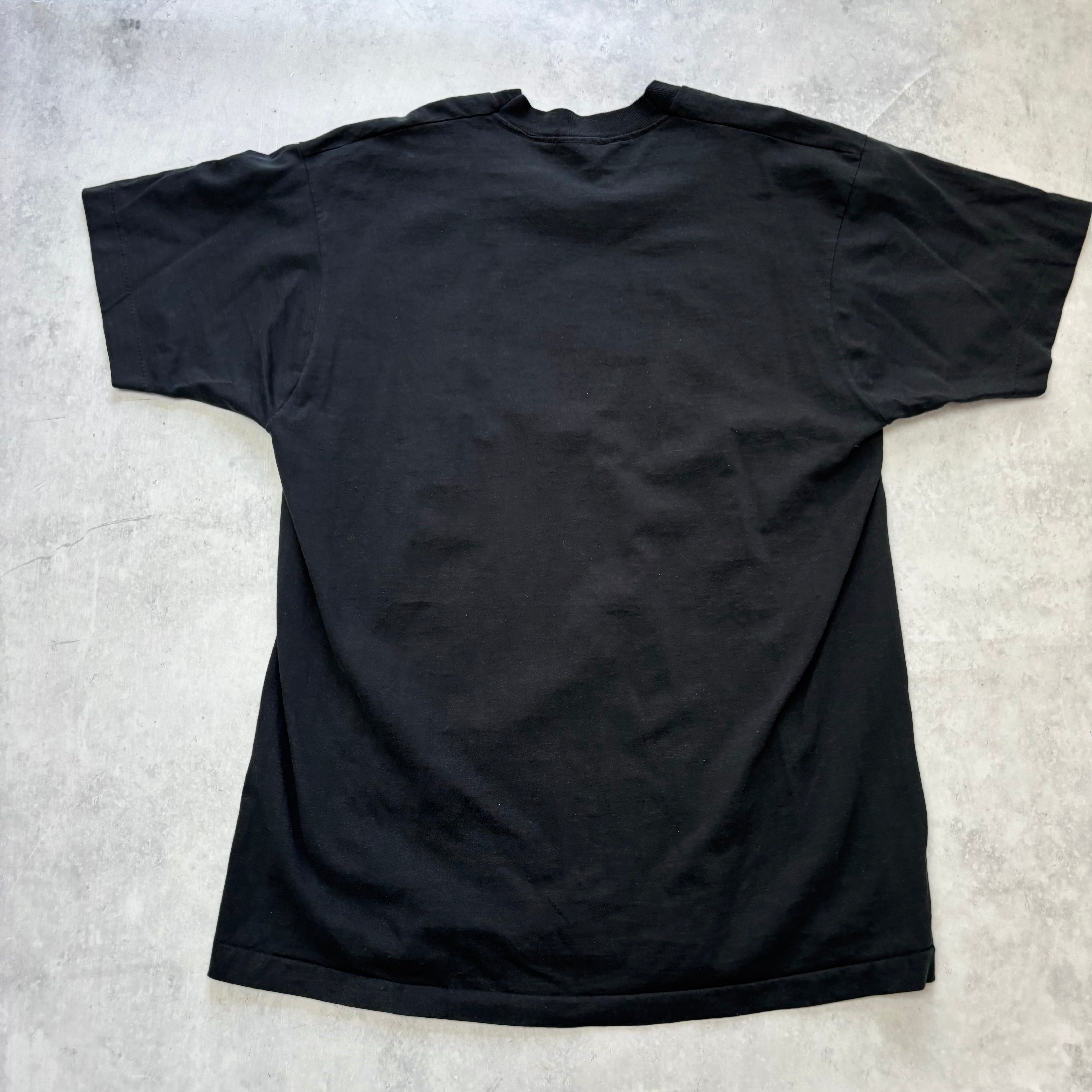 Vintage T Shirt Mens Large Black Single Stitch Graphic Print 90s USA (E)