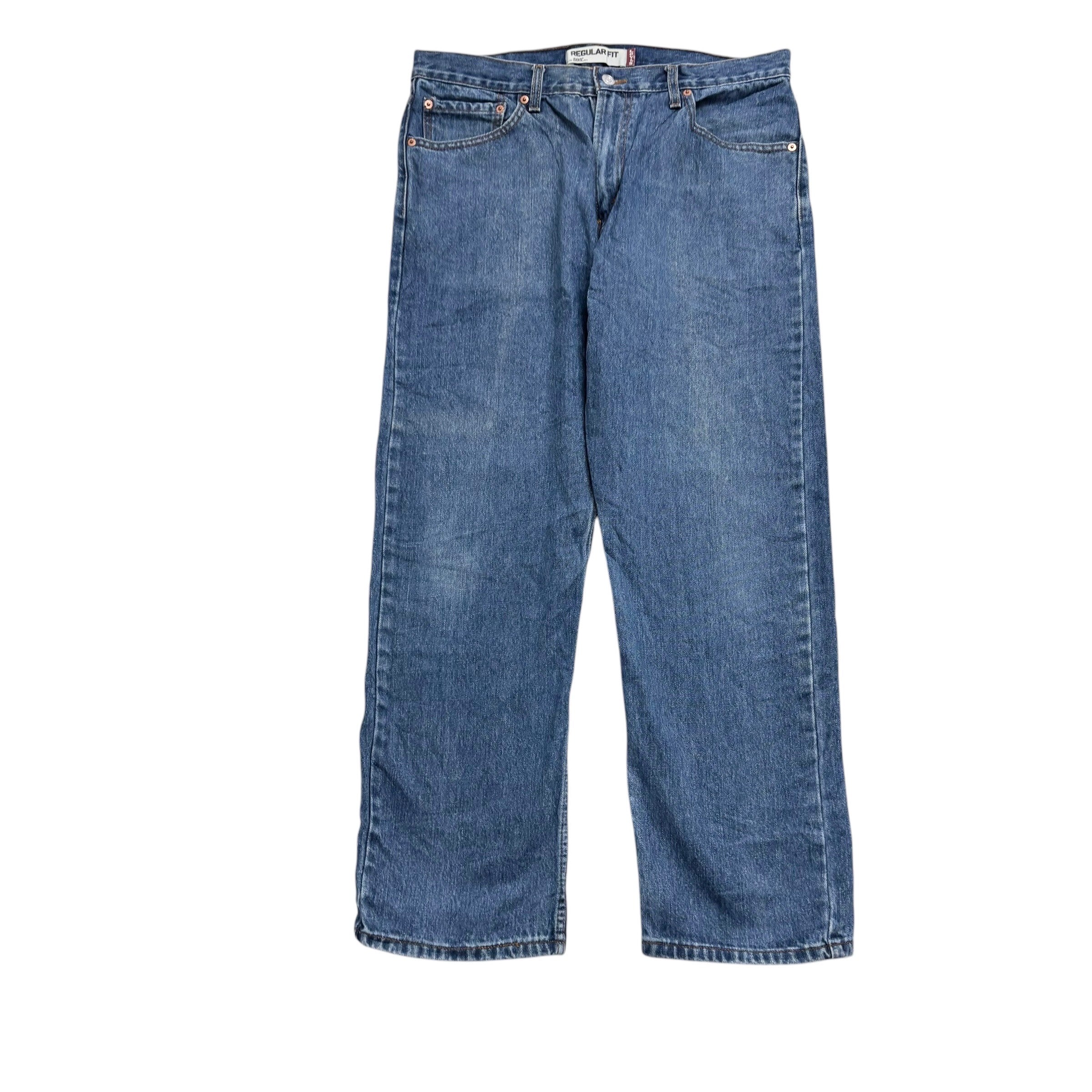 Levis 505 Jeans W36 L30 Mens Mid Blue Regular Straight Fit Vintage Denim