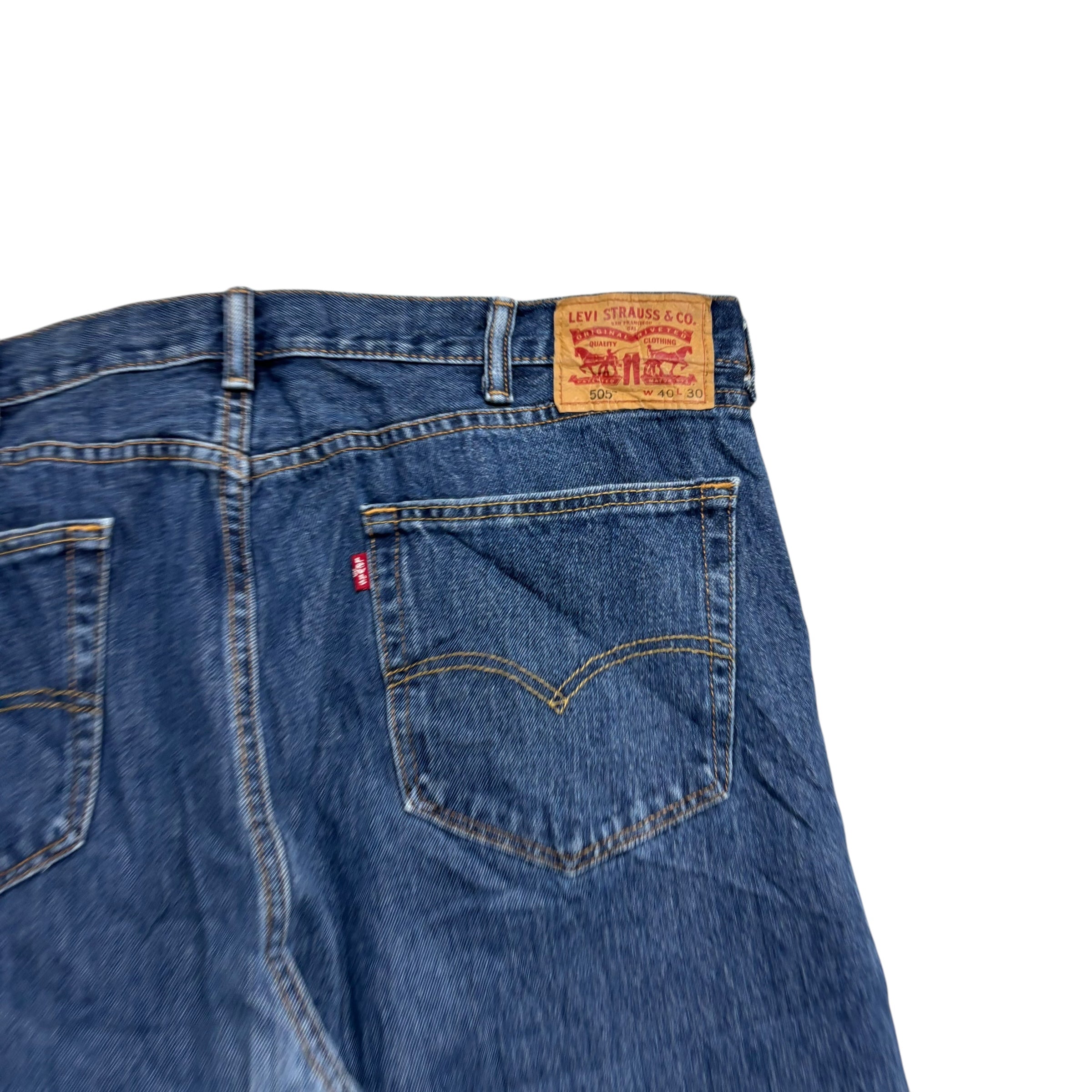 Levis 505 Jeans W40 L30 Mens Mid Blue Regular Straight Fit Denim (E)