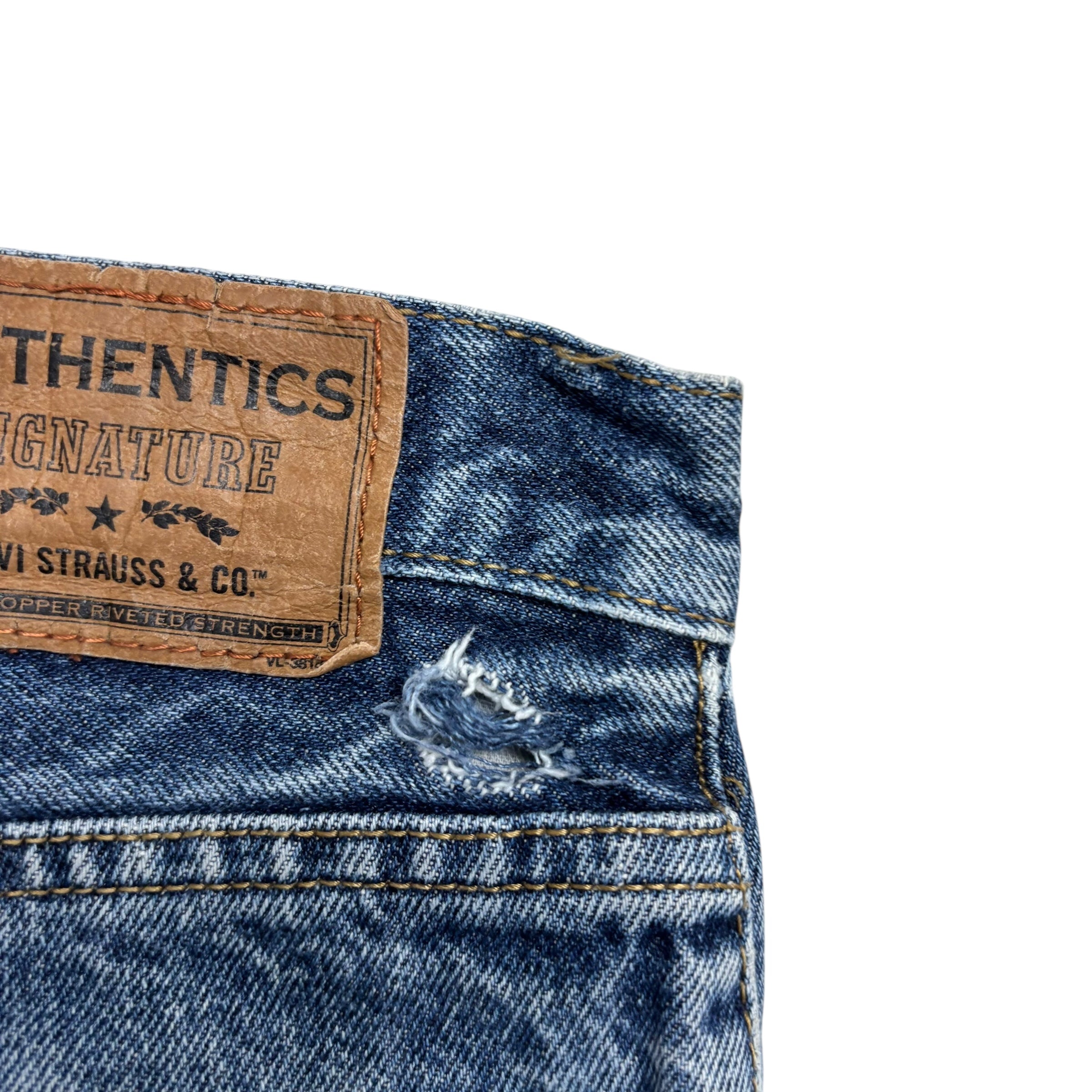 Levis Signature Jeans W33 L30 Mens Mid Blue Regular Straight Fit Vintage (F)