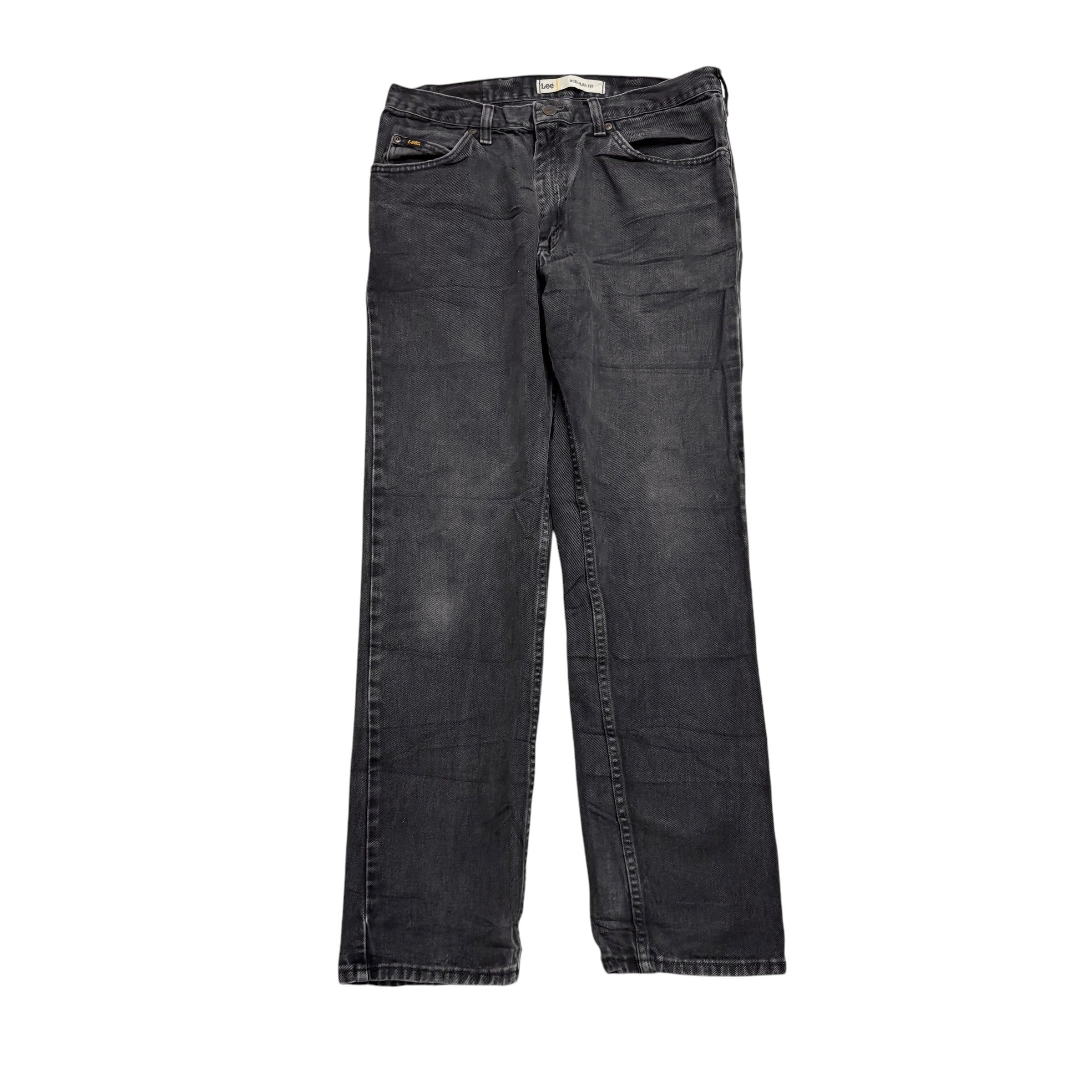 Lee Jeans W33 L32 Mens Black Regular Straight Fit Vintage Denim (E)