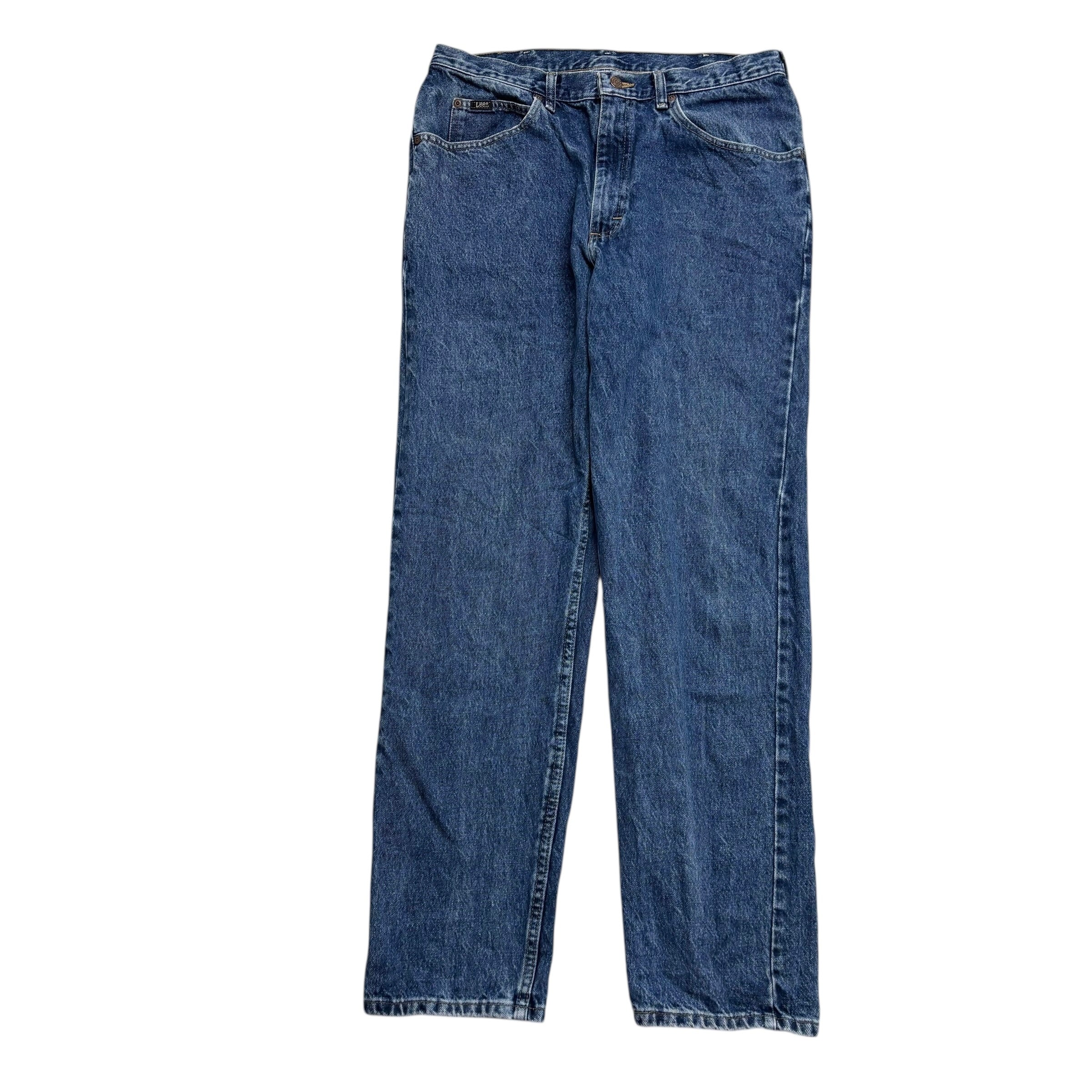 Lee Jeans W34 L34 Mens Mid Blue Regular Straight Fit Vintage Denim (E)