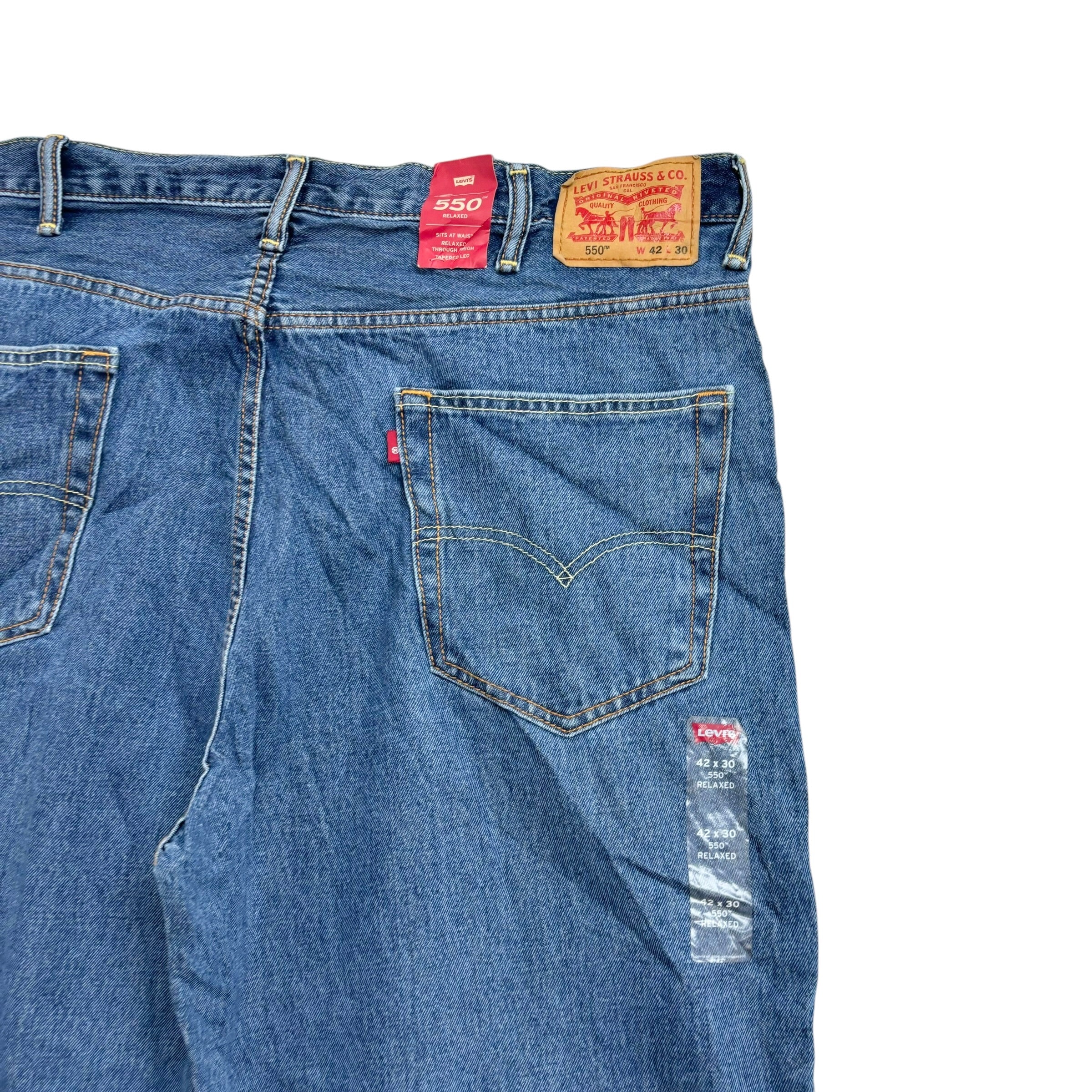 Levis 550 Jeans W42 L30 Mens Mid Blue Baggy Relaxed Straight Fit Denim