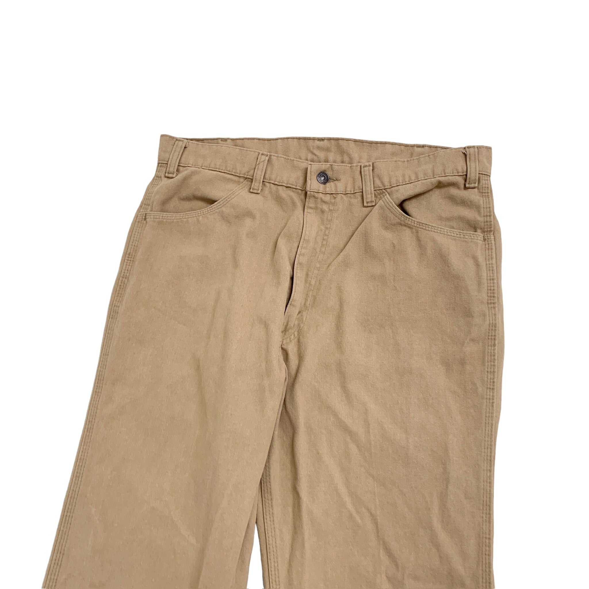 Levis Trousers W34 L32 Mens Beige Tan Relaxed Flared Cotton Pants