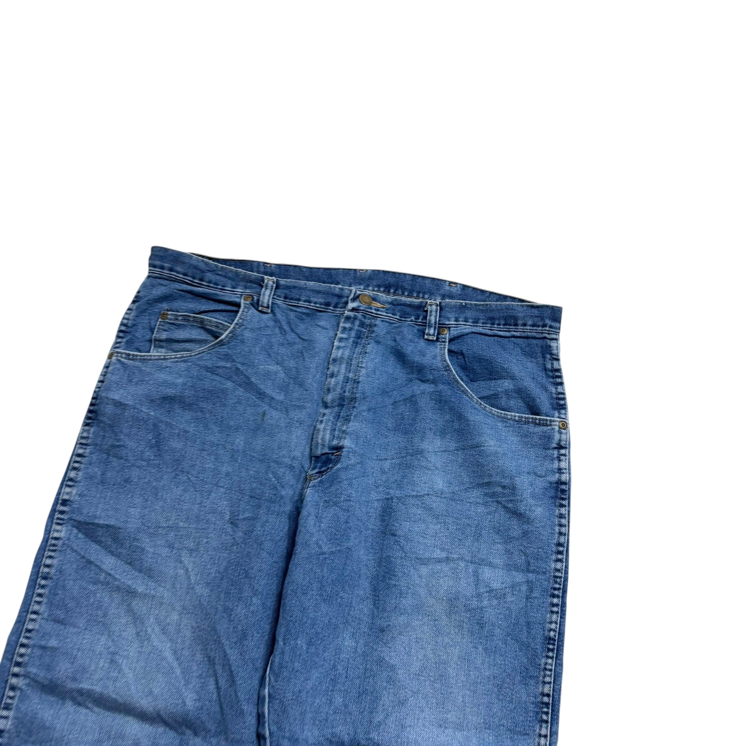 Wrangler Jeans W40 L30 Mens Mid Blue Relaxed Straight Fit Denim