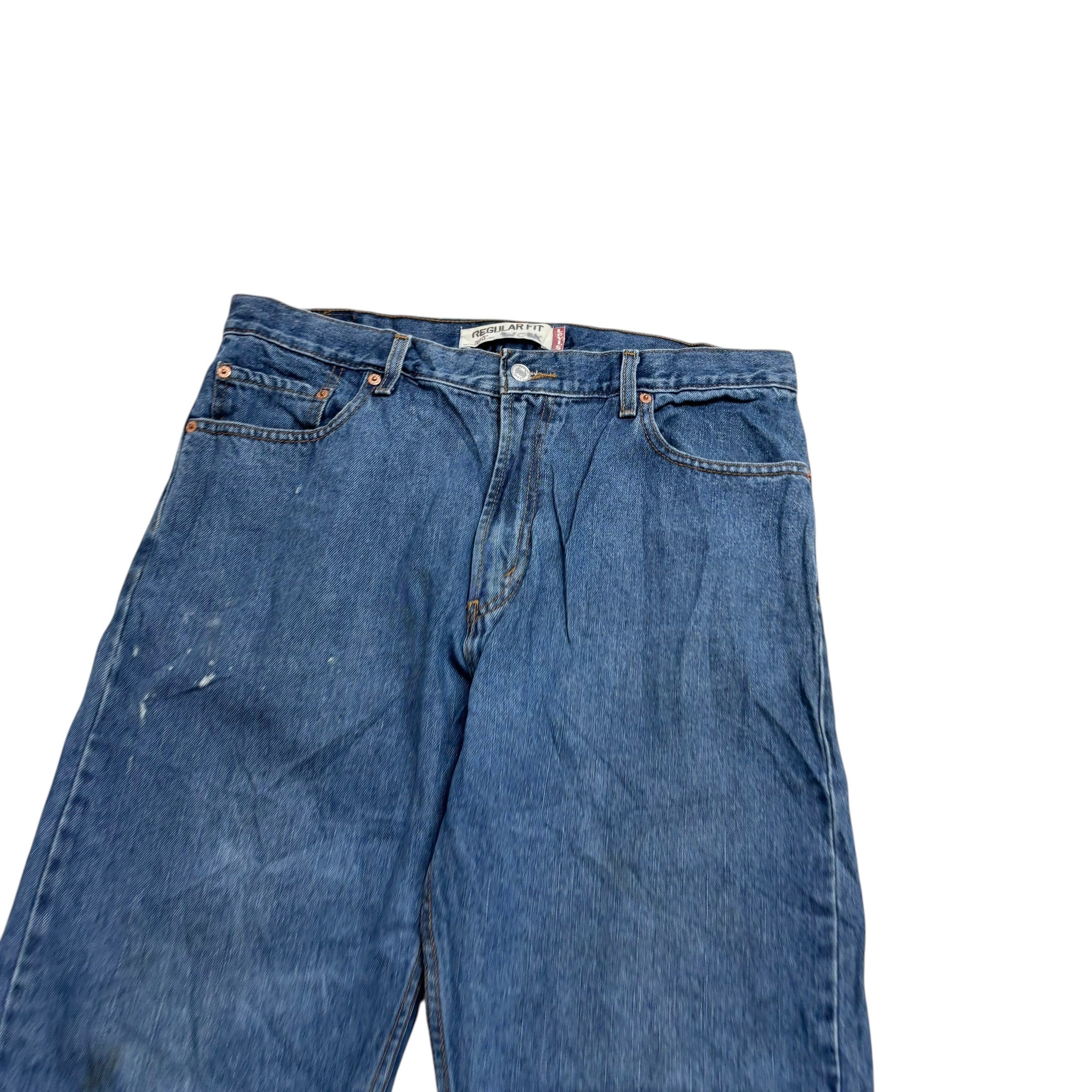 Levis 505 Jeans W36 L34 Mens Mid Blue Regular Straight Fit Vintage Denim (F)