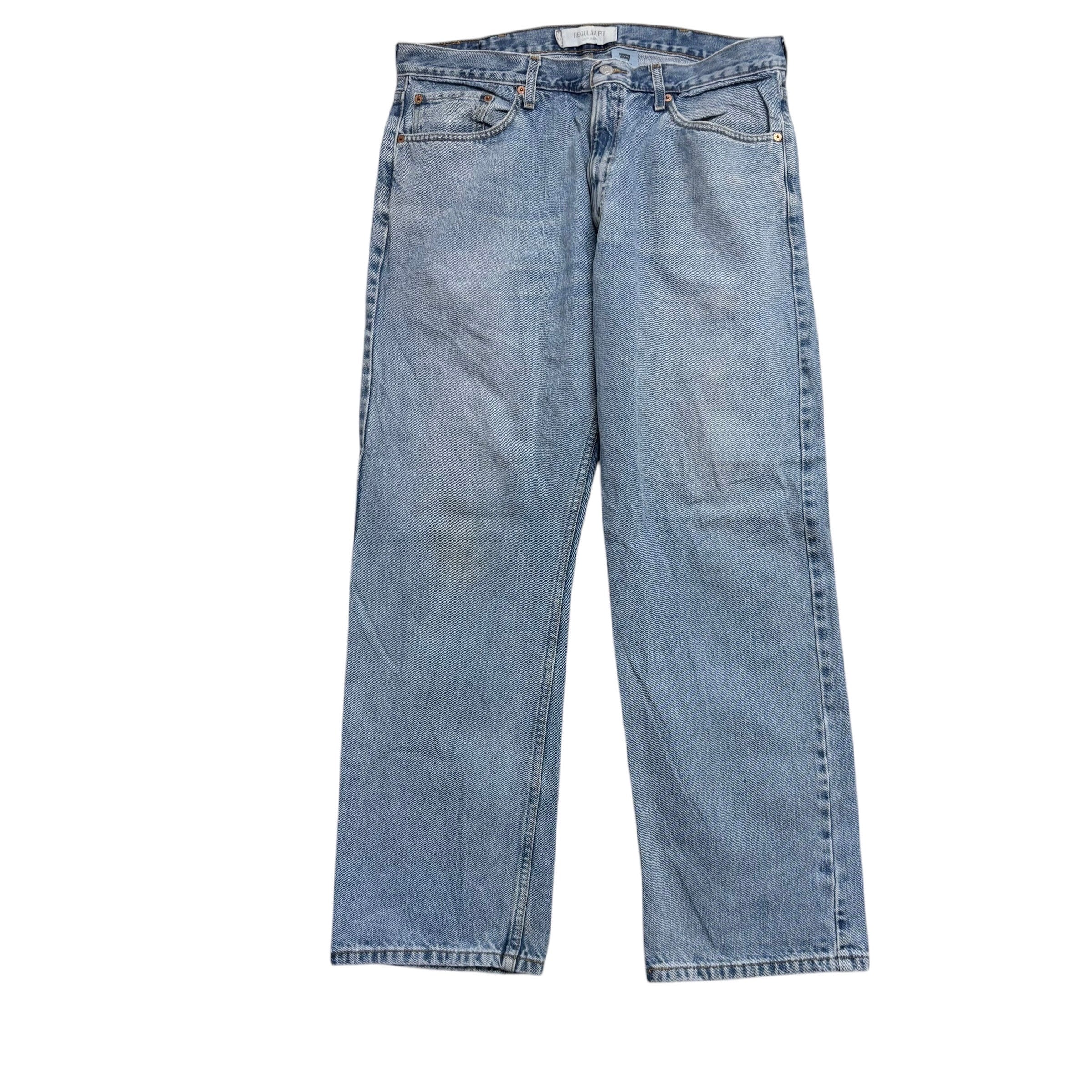Levis 505 Jeans W36 L30 Mens Light Blue Regular Straight Fit Vintage Denim (F)