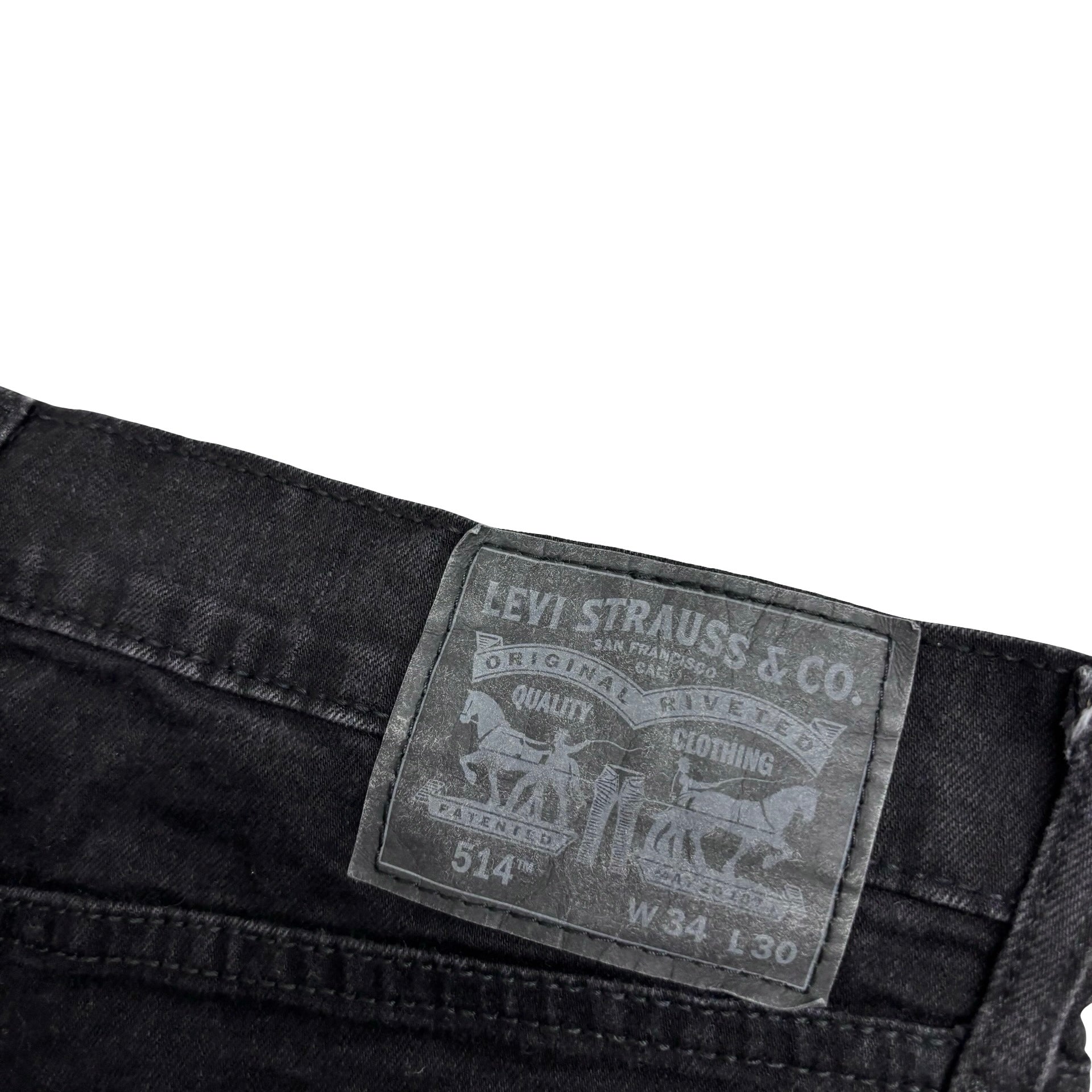 Levis 514 Jeans W34 L30 Mens Black Regular Straight Fit Stretch Denim (E)