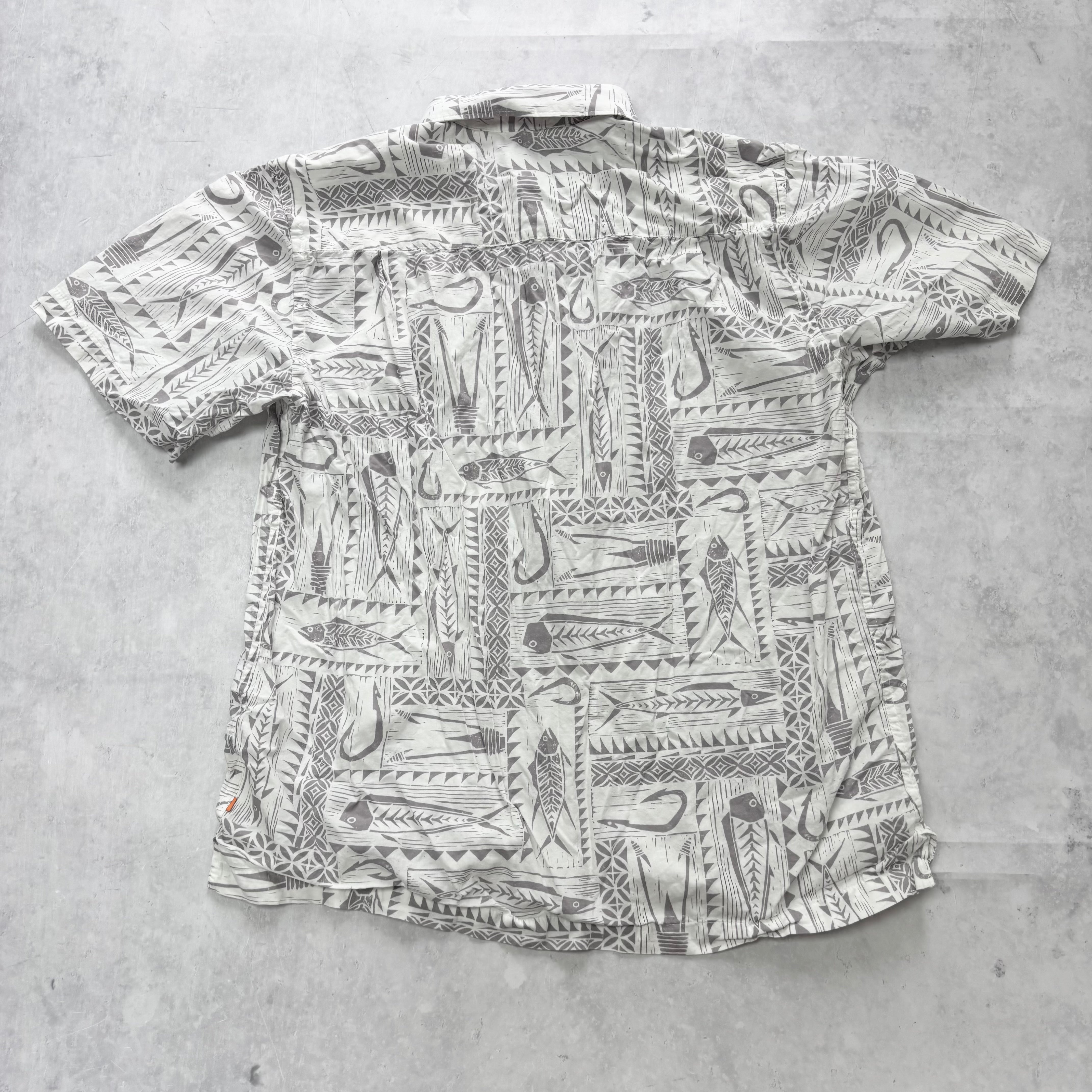 Quiksilver Hawaiian Shirt Mens Small White Aloha Short Sleeve Cotton (E)