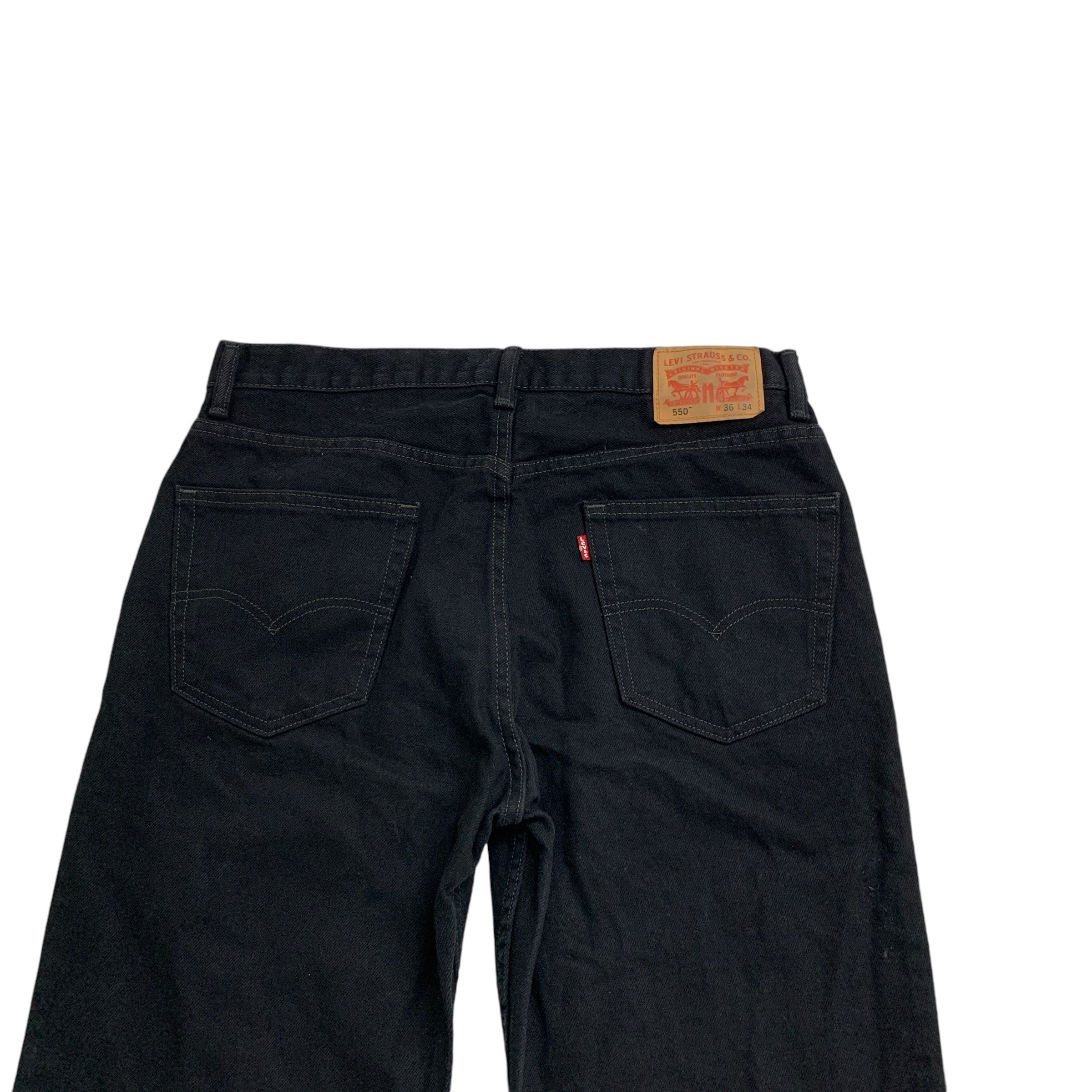 Levis 550 Jeans W36 L34 Mens Black Baggy Relaxed Straight Fit Denim