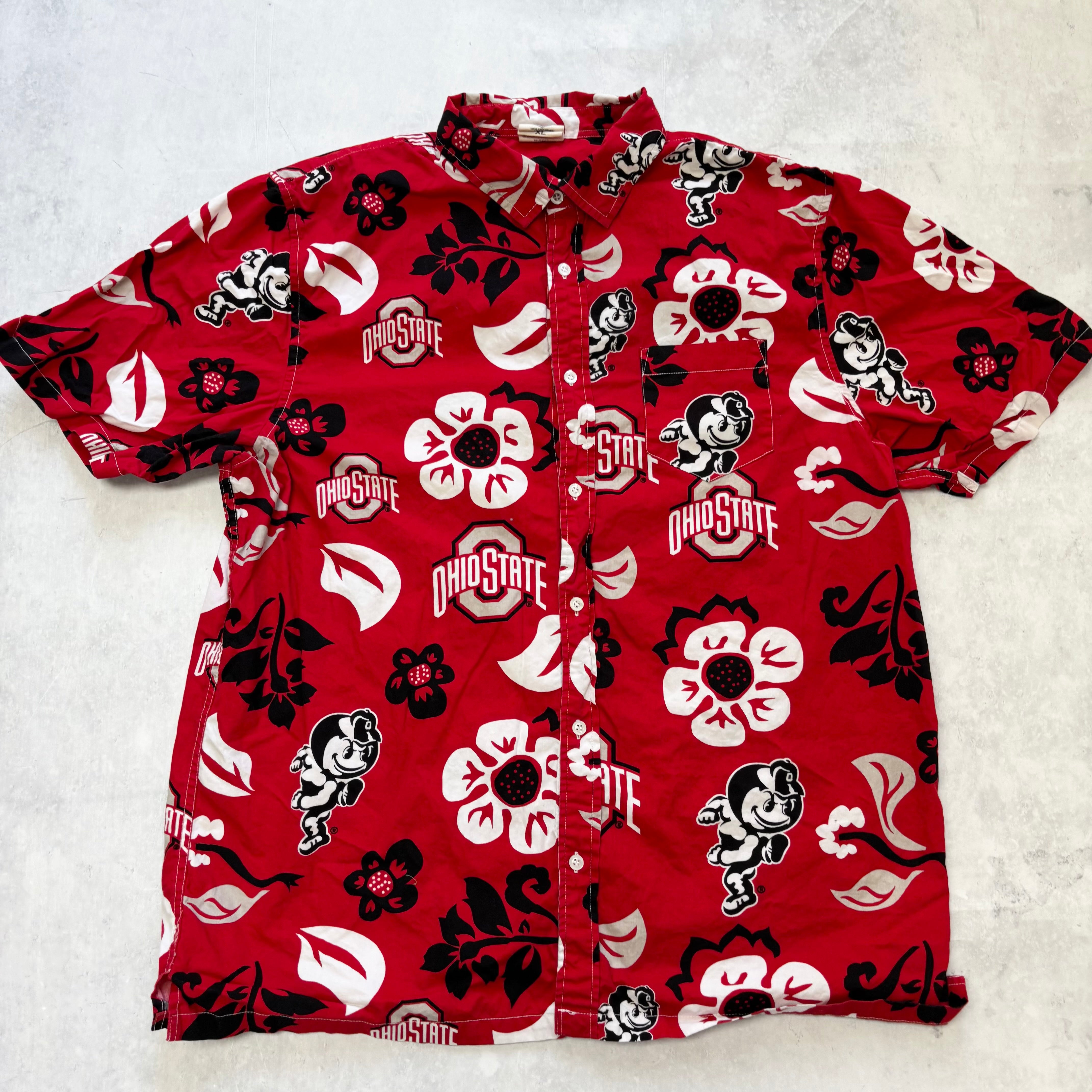Mens Shirt XL Red Short Sleeve Cotton Ohio State College (E)