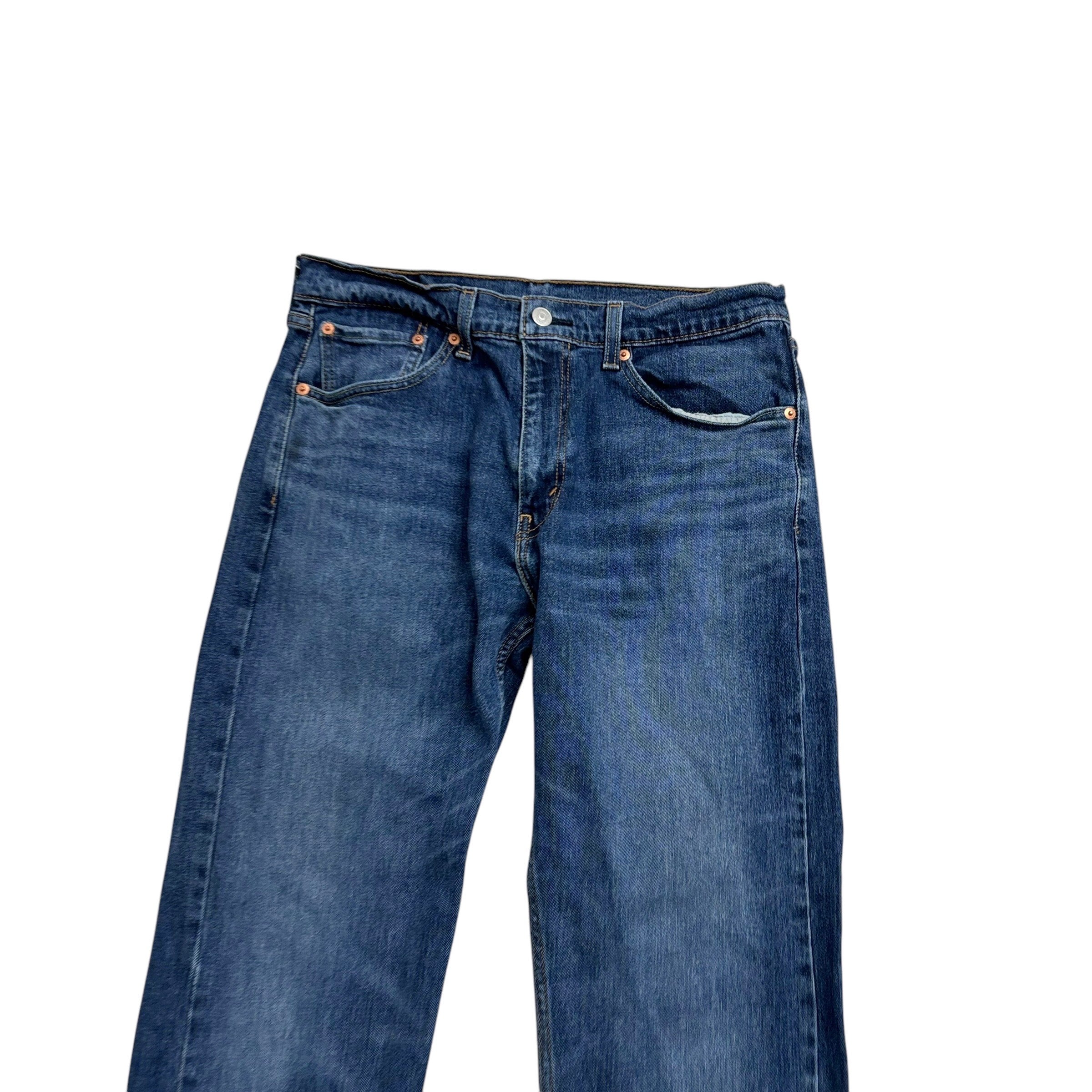 Levis 505 Jeans W32 L31 Mens Mid Blue Regular Straight Fit Stretch Denim (E)