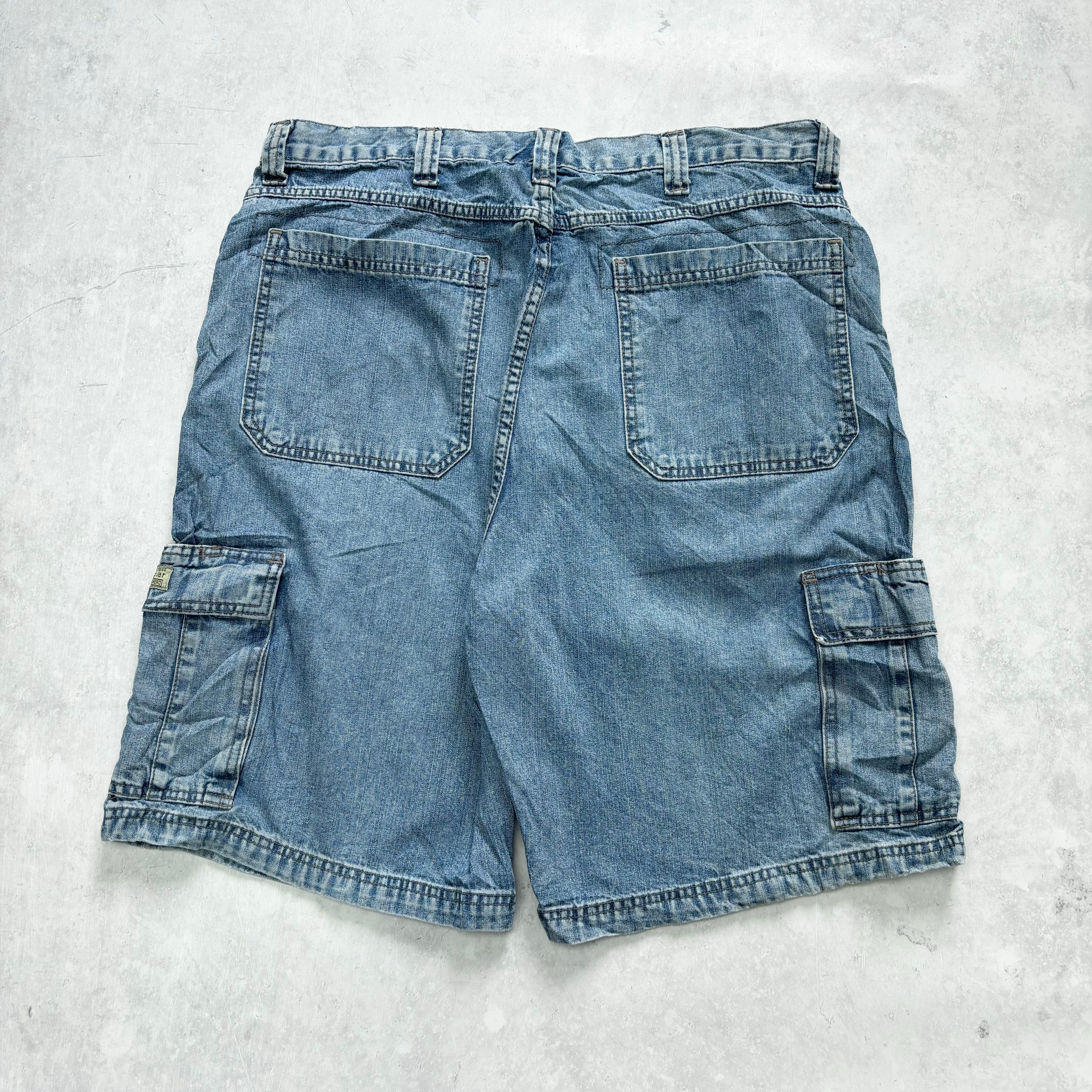 Vintage Wrangler Jorts W36 Mens Denim Shorts Light Blue Baggy Relaxed Carpenter